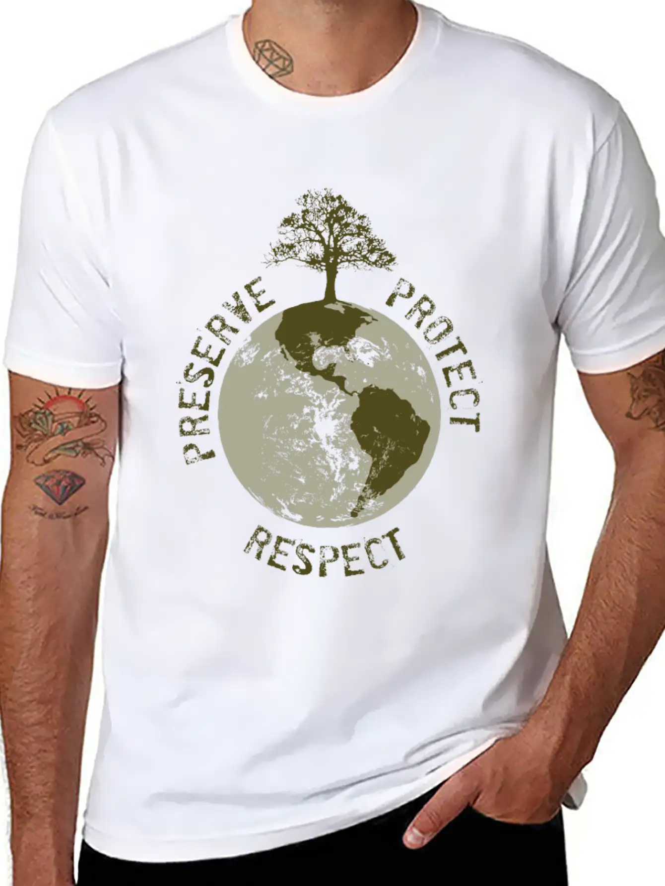 Preserve Respect Protect Breathable Soft Cotton T-Shirt – Timeless Casual Look