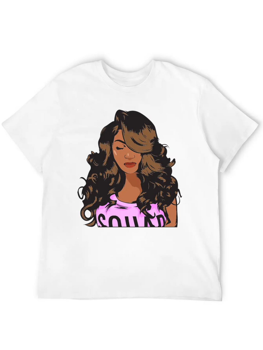 Pretty Lady Fashion Model African American Ethnic Unisex Short Sleeve Soft Cotton T-Shirt – Casual Everyday Wear