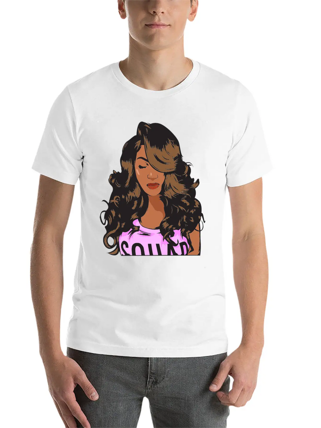 Pretty Lady Fashion Model African American Ethnic Unisex Short Sleeve Soft Cotton T-Shirt – Casual Everyday Wear
