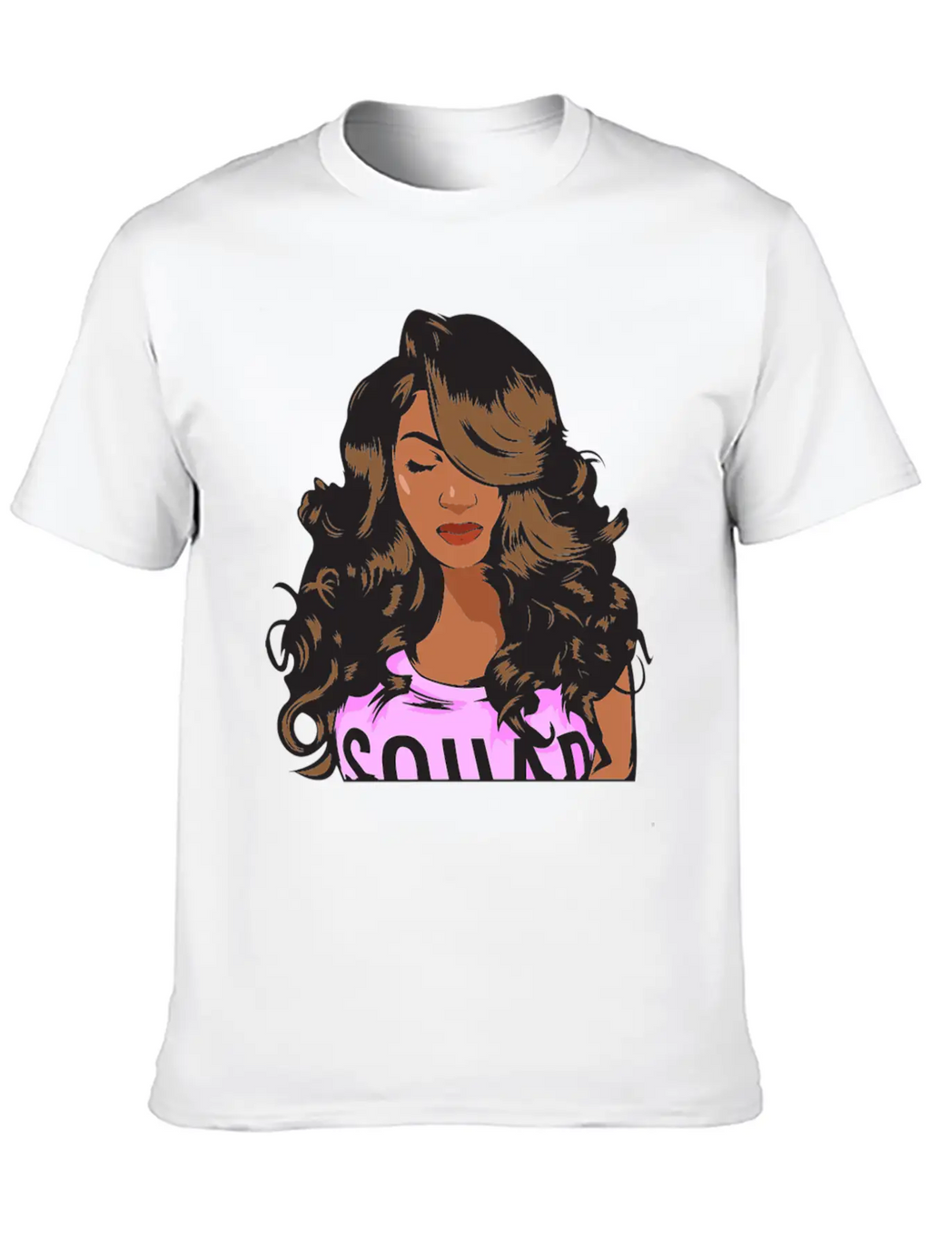 Pretty Lady Fashion Model African American Ethnic Unisex Short Sleeve Soft Cotton T-Shirt – Casual Everyday Wear