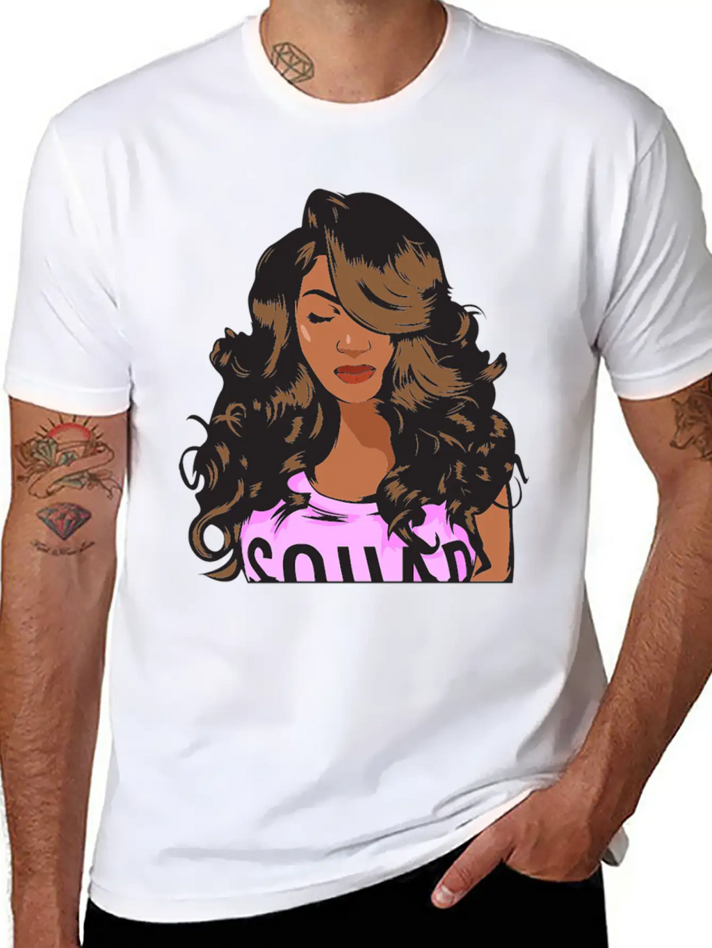 Pretty Lady Fashion Model African American Ethnic Unisex Short Sleeve Soft Cotton T-Shirt – Casual Everyday Wear