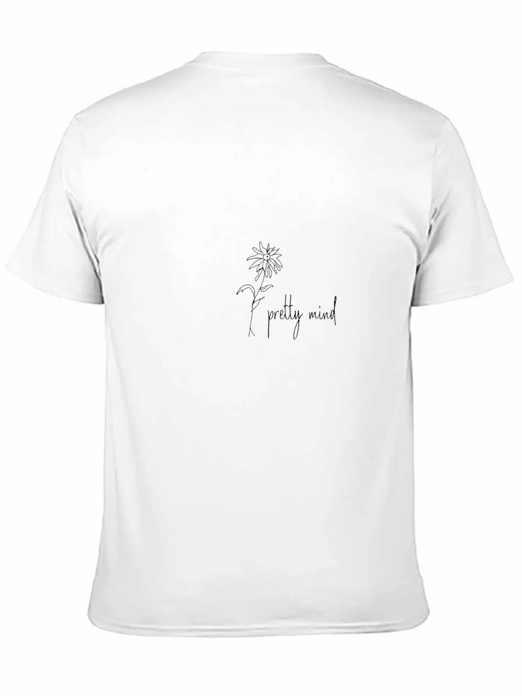 Pretty Mind Flower Line Art Minimalism Unisex Short Sleeve Soft Cotton T-Shirt – Casual Everyday Wear
