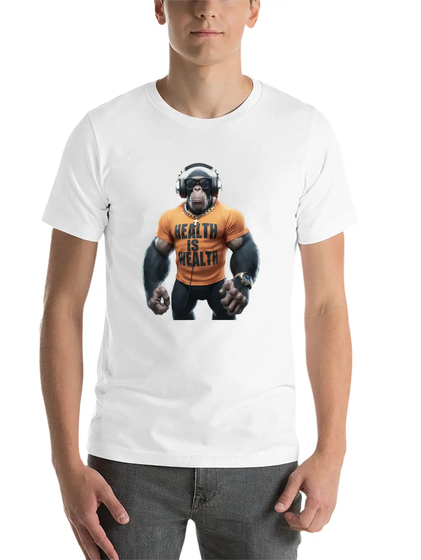 Primate Prosperity Healthy Habits For Happy Chimps Unisex Casual T-Shirt – Clean Design For Daily Comfort