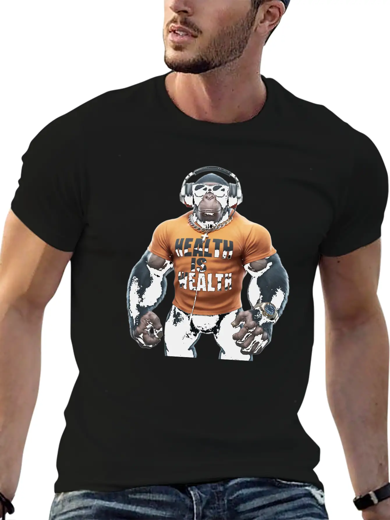 Primate Prosperity Healthy Habits For Happy Chimps Unisex Casual T-Shirt – Clean Design For Daily Comfort