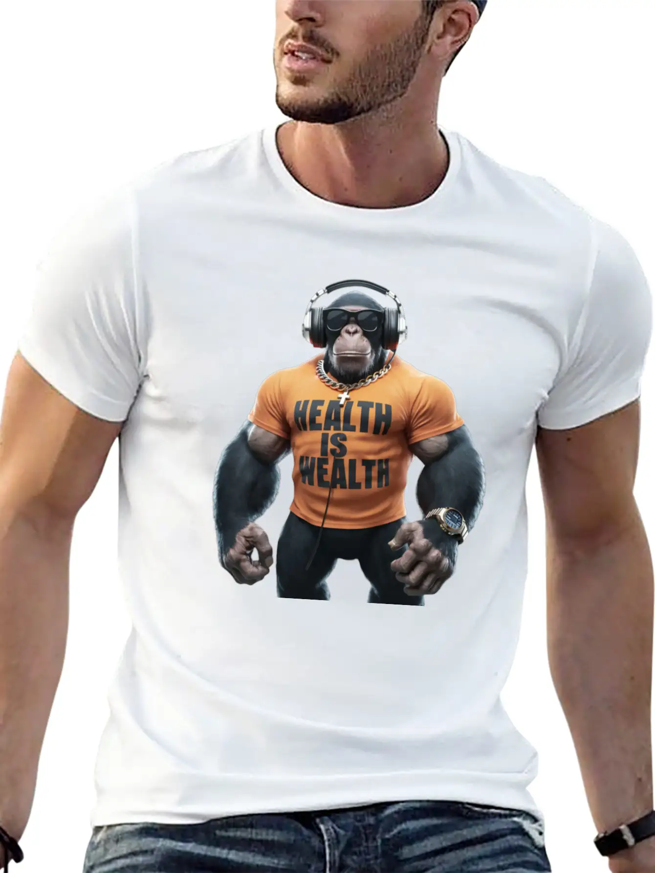 Primate Prosperity Healthy Habits For Happy Chimps Unisex Casual T-Shirt – Clean Design For Daily Comfort