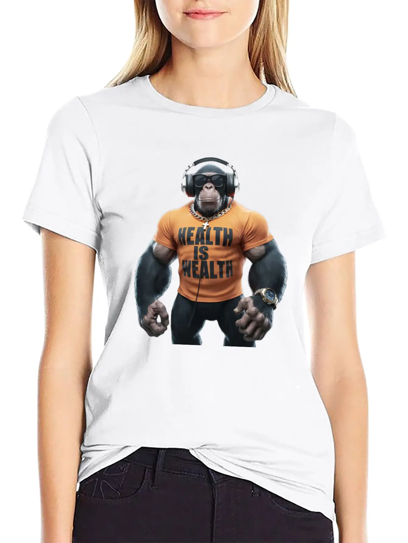 Primate Prosperity Healthy Habits For Happy Chimps Unisex Casual T-Shirt – Clean Design For Daily Comfort