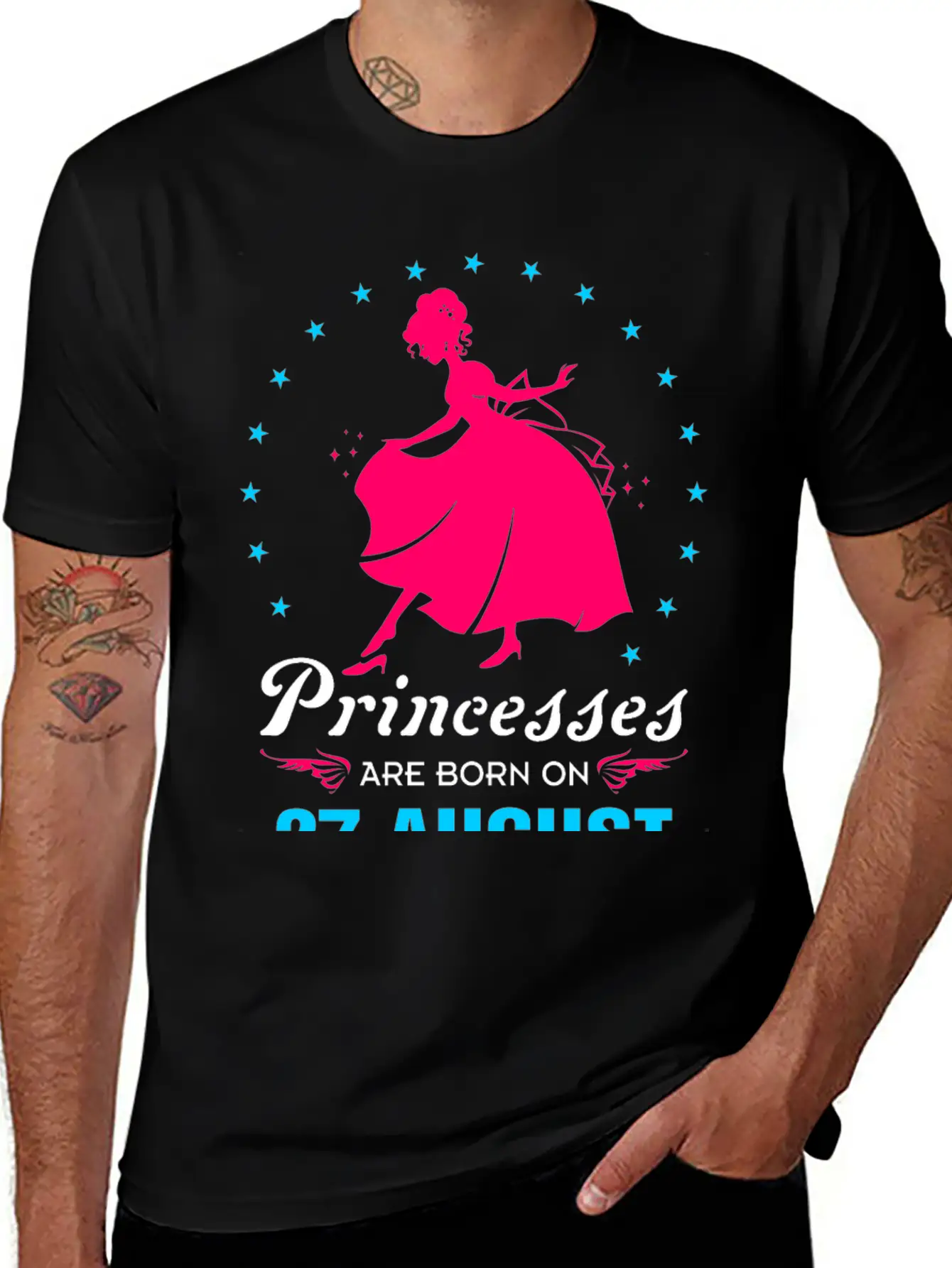 Princesses Are Born In 27 August Casual Graphic T-Shirt – Simple And Comfortable Daily Wear