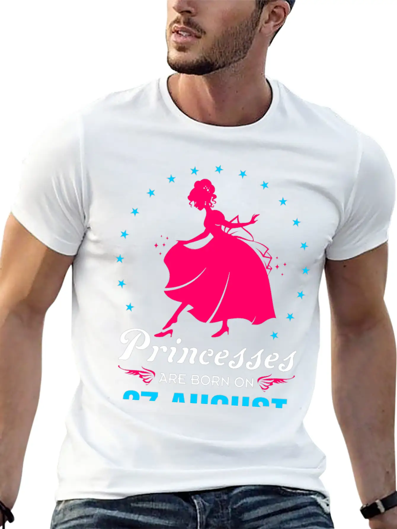 Princesses Are Born In 27 August Casual Graphic T-Shirt – Simple And Comfortable Daily Wear