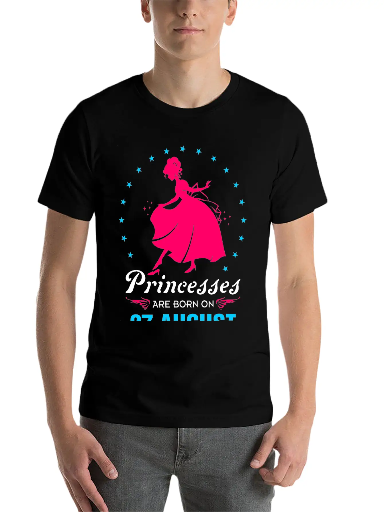 Princesses Are Born In 27 August Casual Graphic T-Shirt – Simple And Comfortable Daily Wear