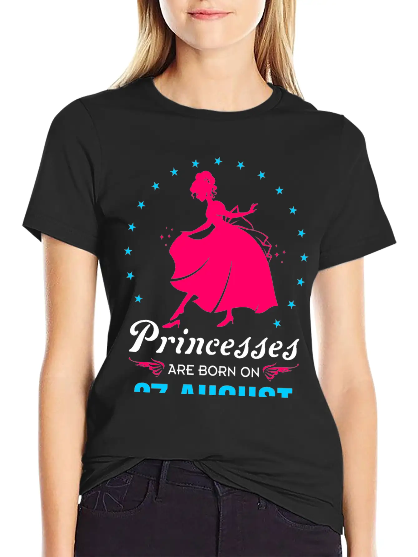 Princesses Are Born In 27 August Casual Graphic T-Shirt – Simple And Comfortable Daily Wear