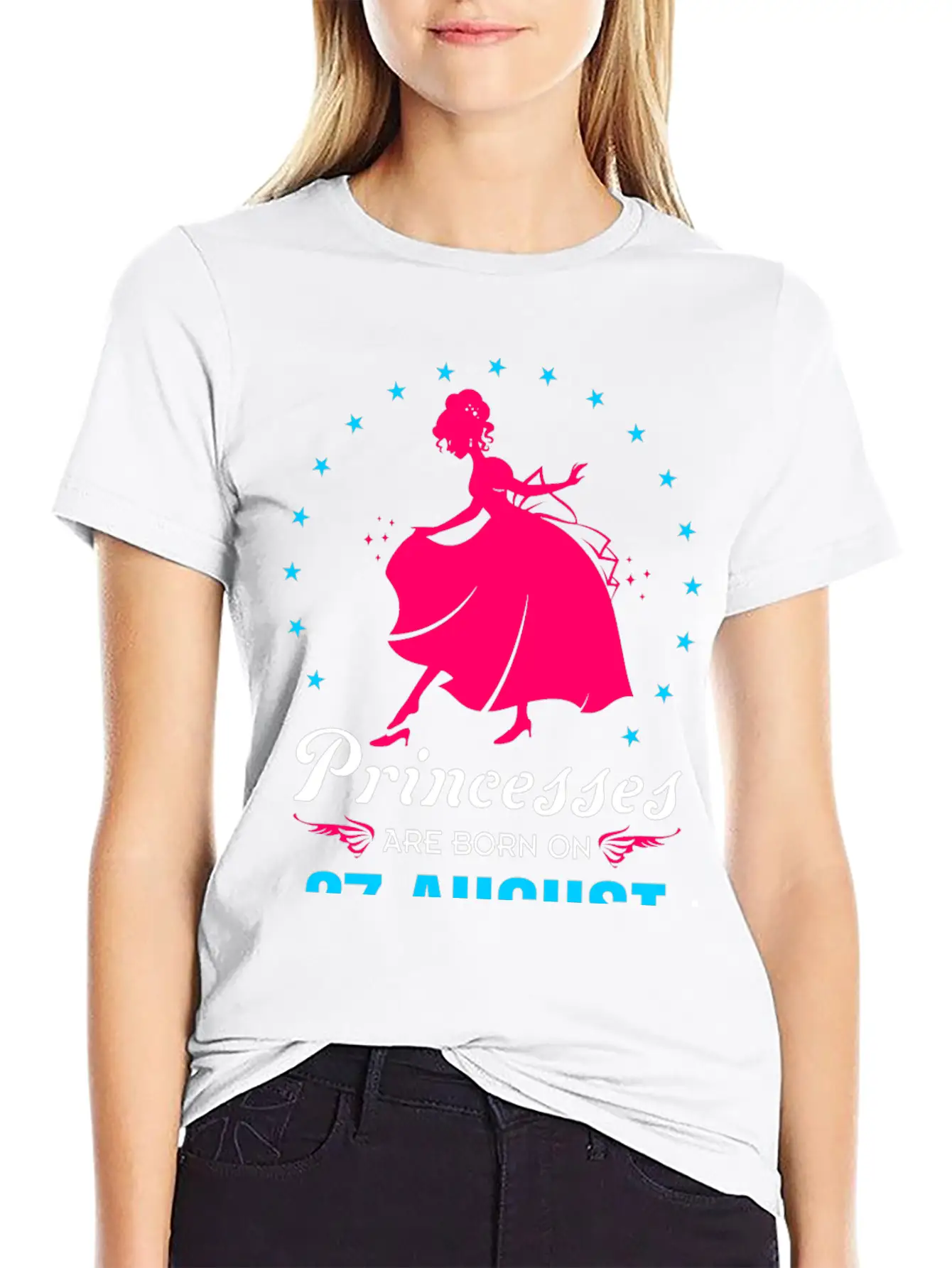 Princesses Are Born In 27 August Casual Graphic T-Shirt – Simple And Comfortable Daily Wear