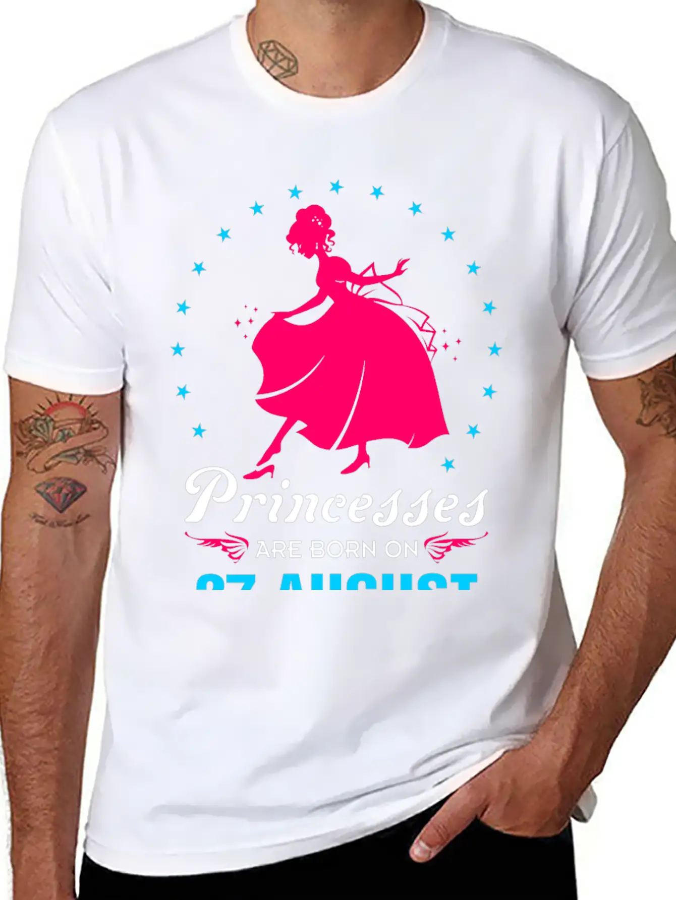 Princesses Are Born In 27 August Casual Graphic T-Shirt – Simple And Comfortable Daily Wear