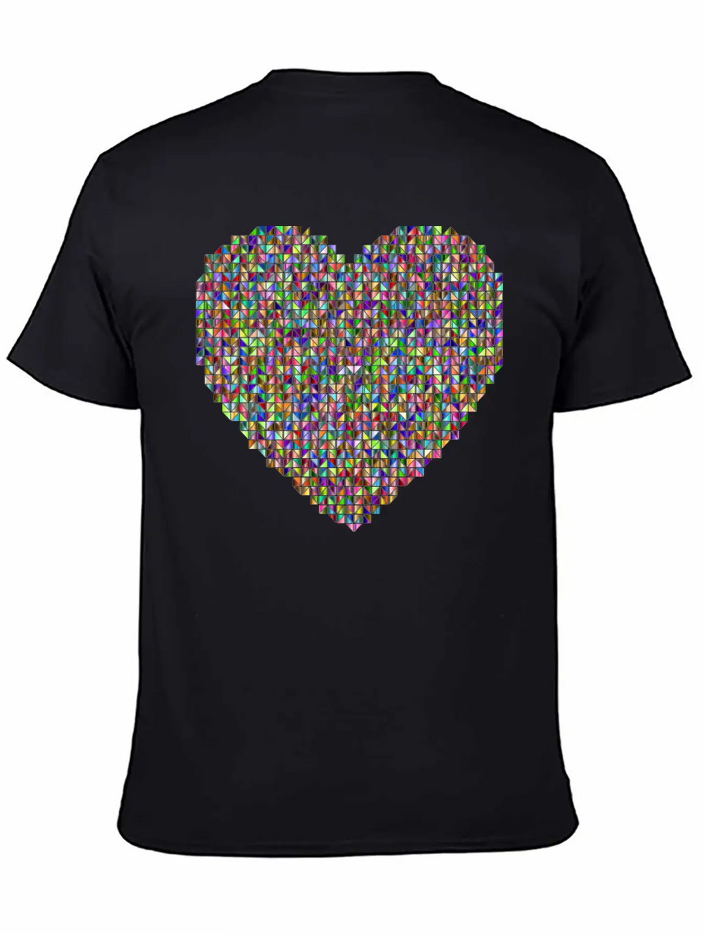Prismatic Heart Triangular Mosaic 2 Breathable Soft Cotton T-Shirt – Timeless Casual Look