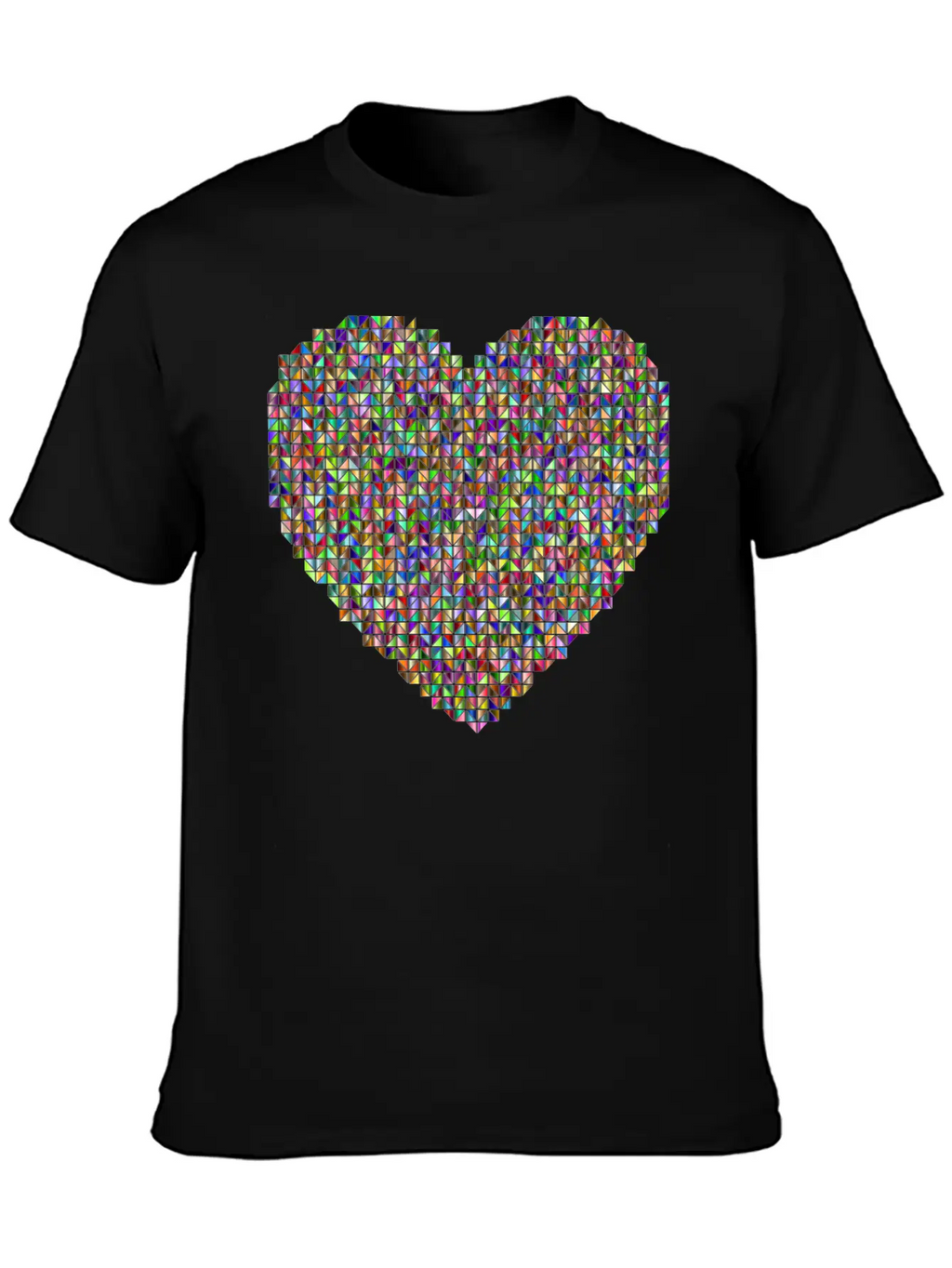 Prismatic Heart Triangular Mosaic 2 Breathable Soft Cotton T-Shirt – Timeless Casual Look