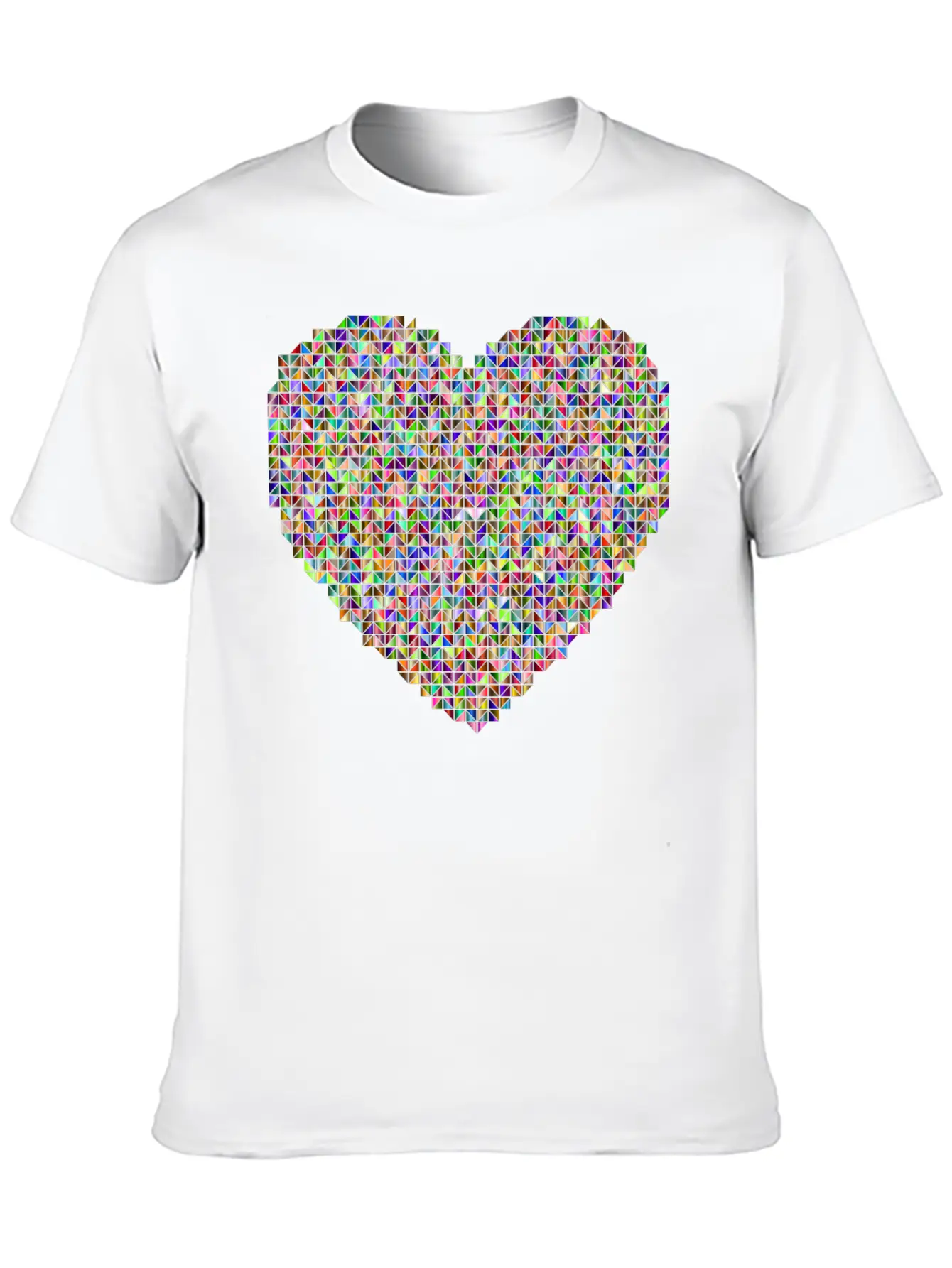 Prismatic Heart Triangular Mosaic 2 Breathable Soft Cotton T-Shirt – Timeless Casual Look