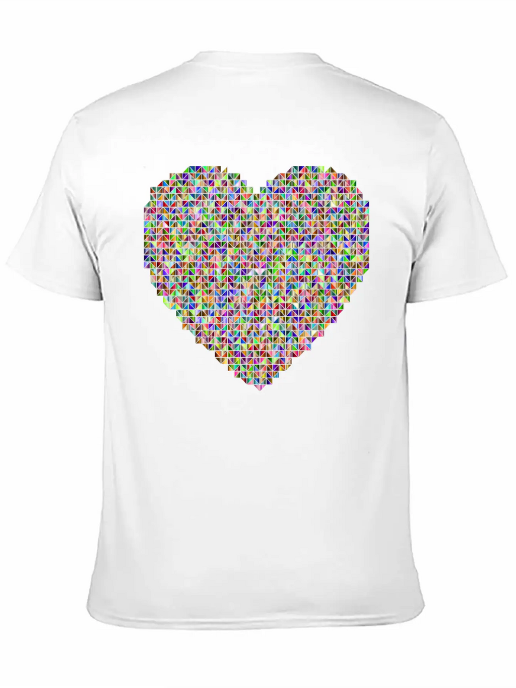 Prismatic Heart Triangular Mosaic 2 Breathable Soft Cotton T-Shirt – Timeless Casual Look
