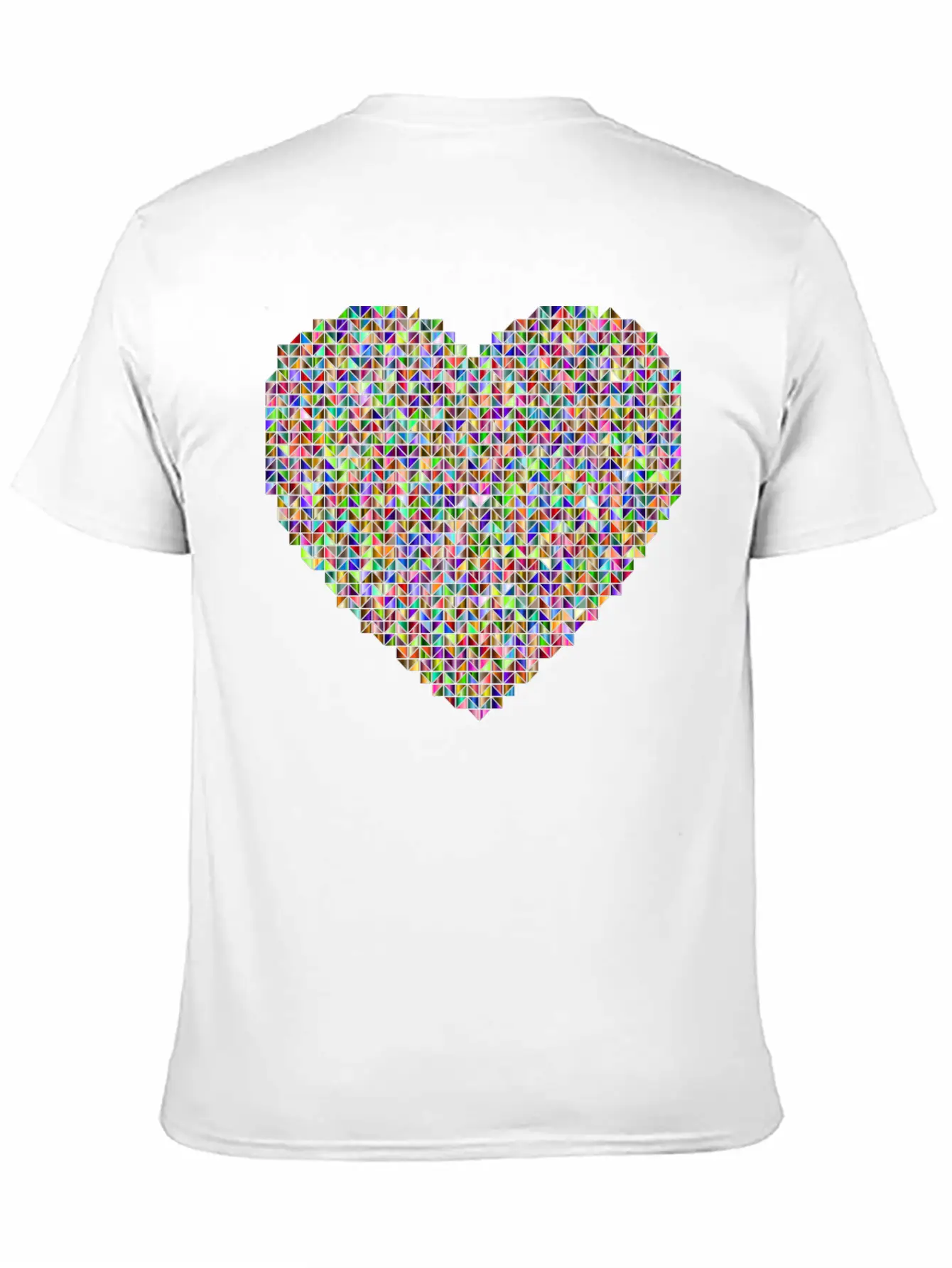 Prismatic Heart Triangular Mosaic 2 Breathable Soft Cotton T-Shirt – Timeless Casual Look