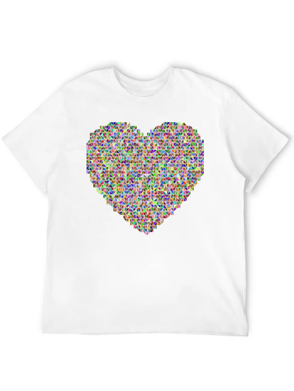 Prismatic Heart Triangular Mosaic 2 Breathable Soft Cotton T-Shirt – Timeless Casual Look
