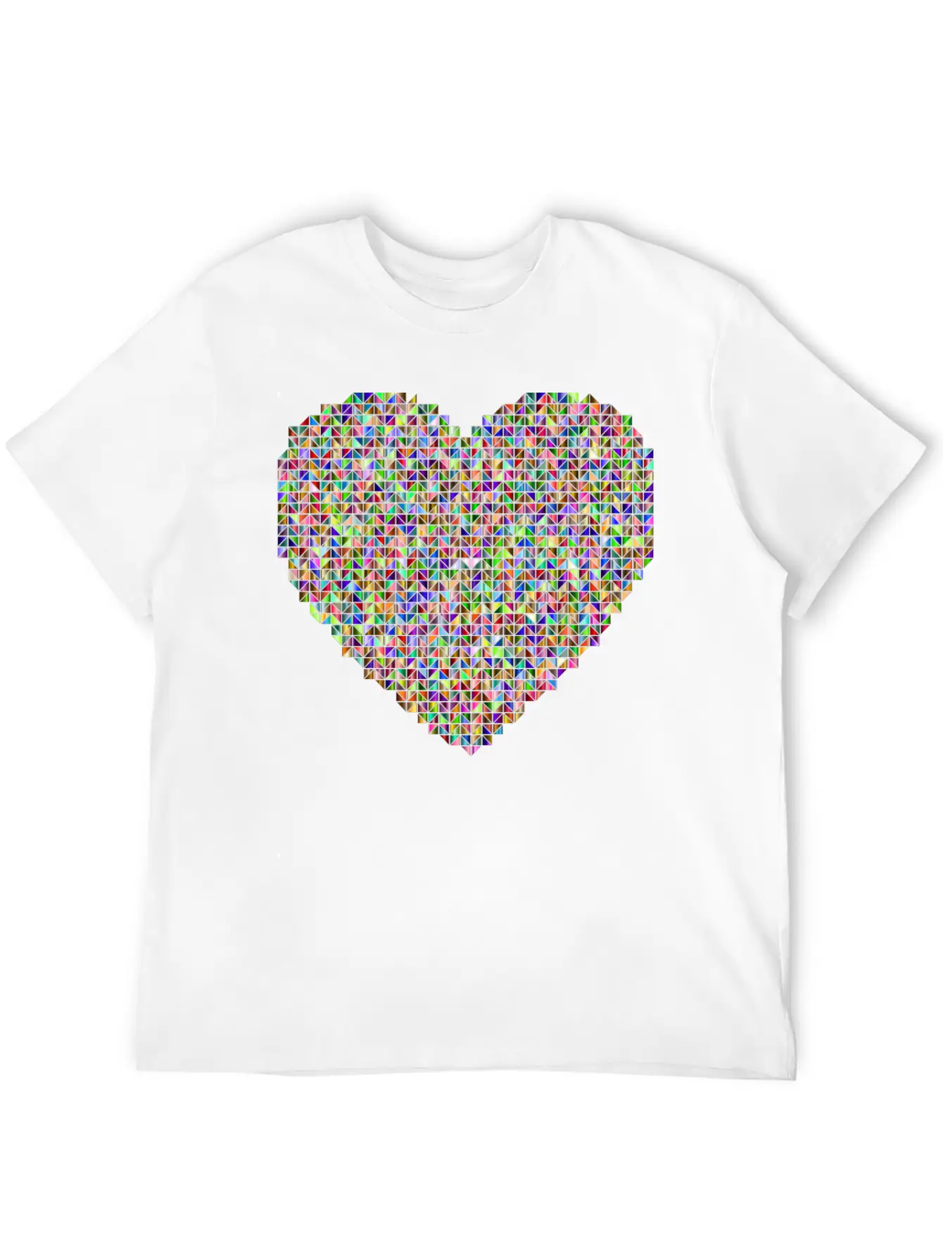 Prismatic Heart Triangular Mosaic 2 Breathable Soft Cotton T-Shirt – Timeless Casual Look