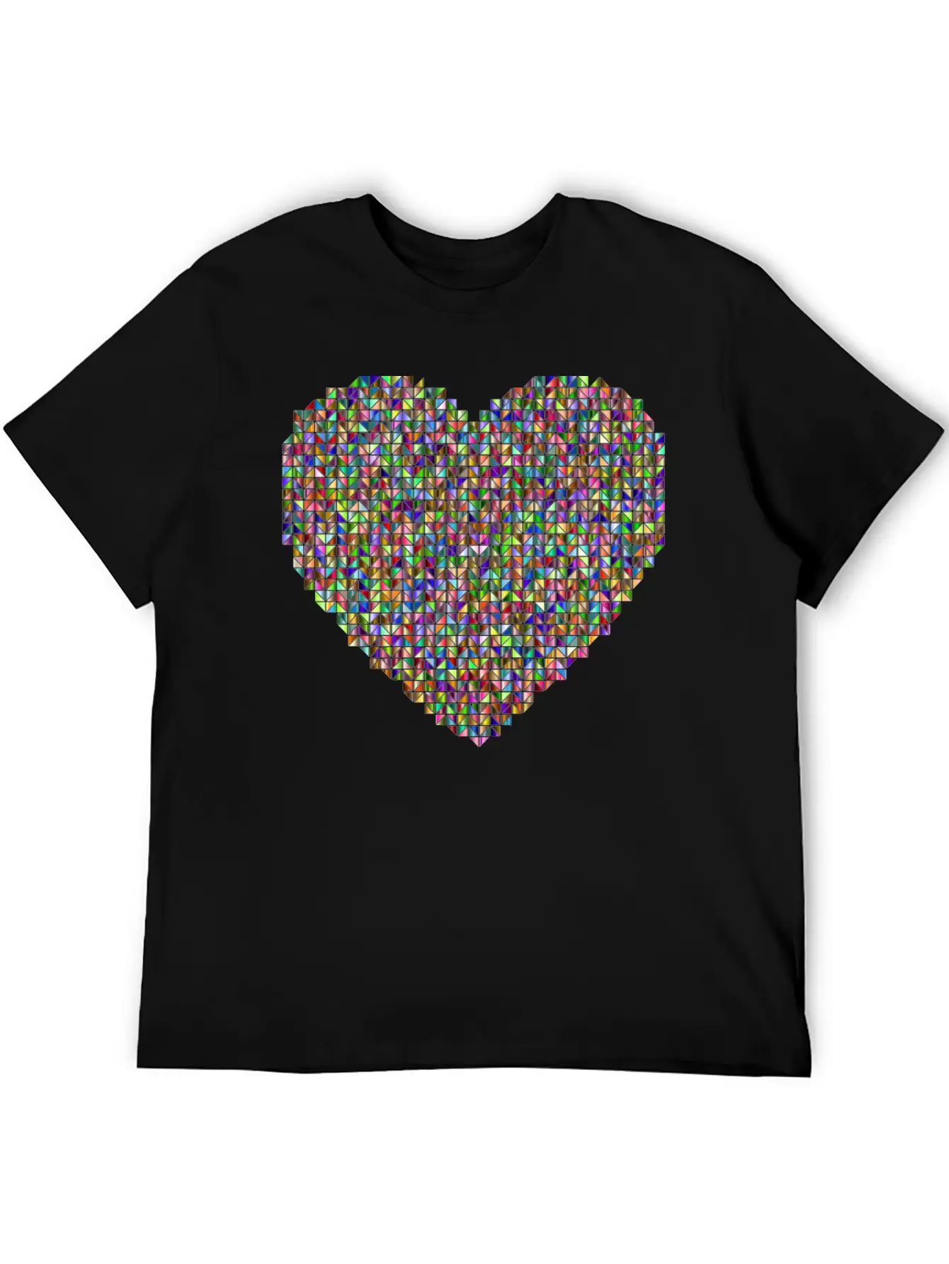 Prismatic Heart Triangular Mosaic 2 Breathable Soft Cotton T-Shirt – Timeless Casual Look