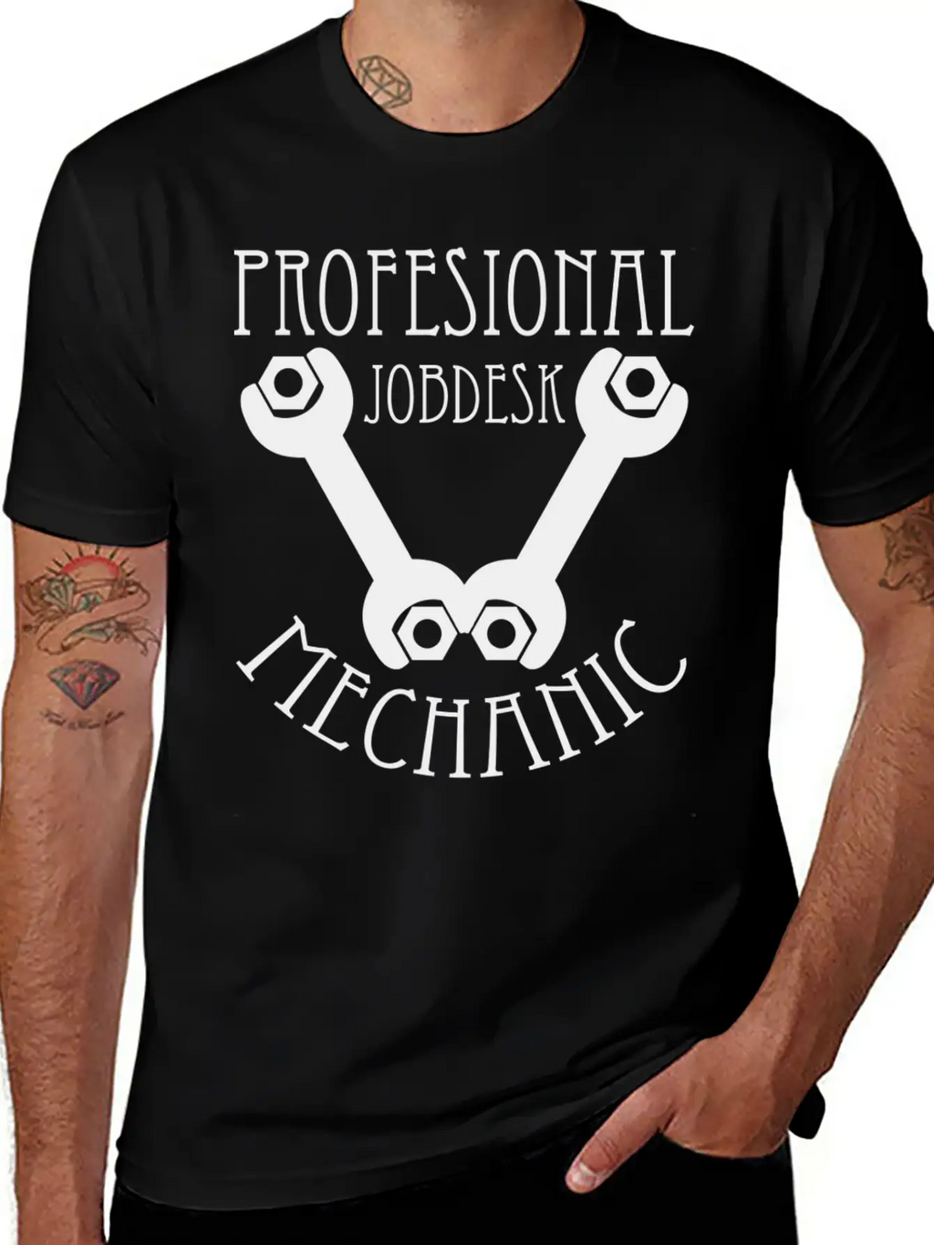 Profesional Jobdesk Mechanic Design Silver Essential Cotton Tee For Daily Outfits – Unisex Style