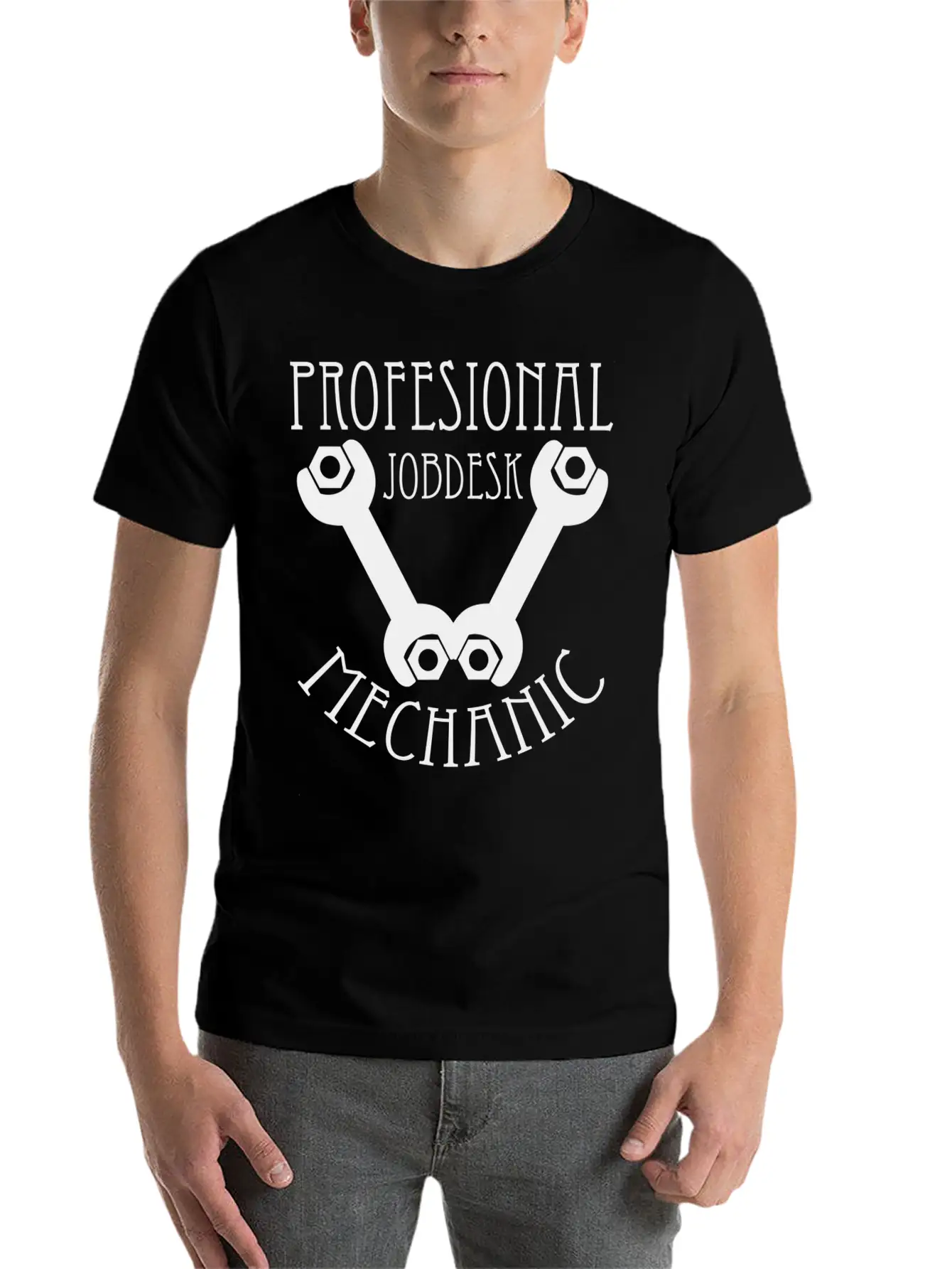 Profesional Jobdesk Mechanic Design Silver Essential Cotton Tee For Daily Outfits – Unisex Style