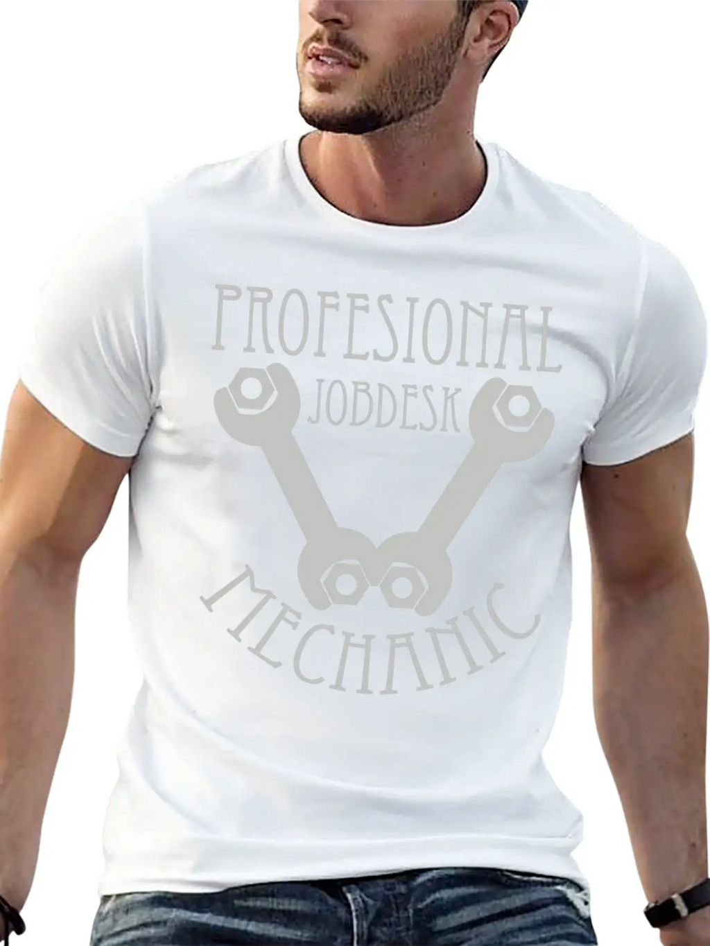 Profesional Jobdesk Mechanic Design Silver Essential Cotton Tee For Daily Outfits – Unisex Style