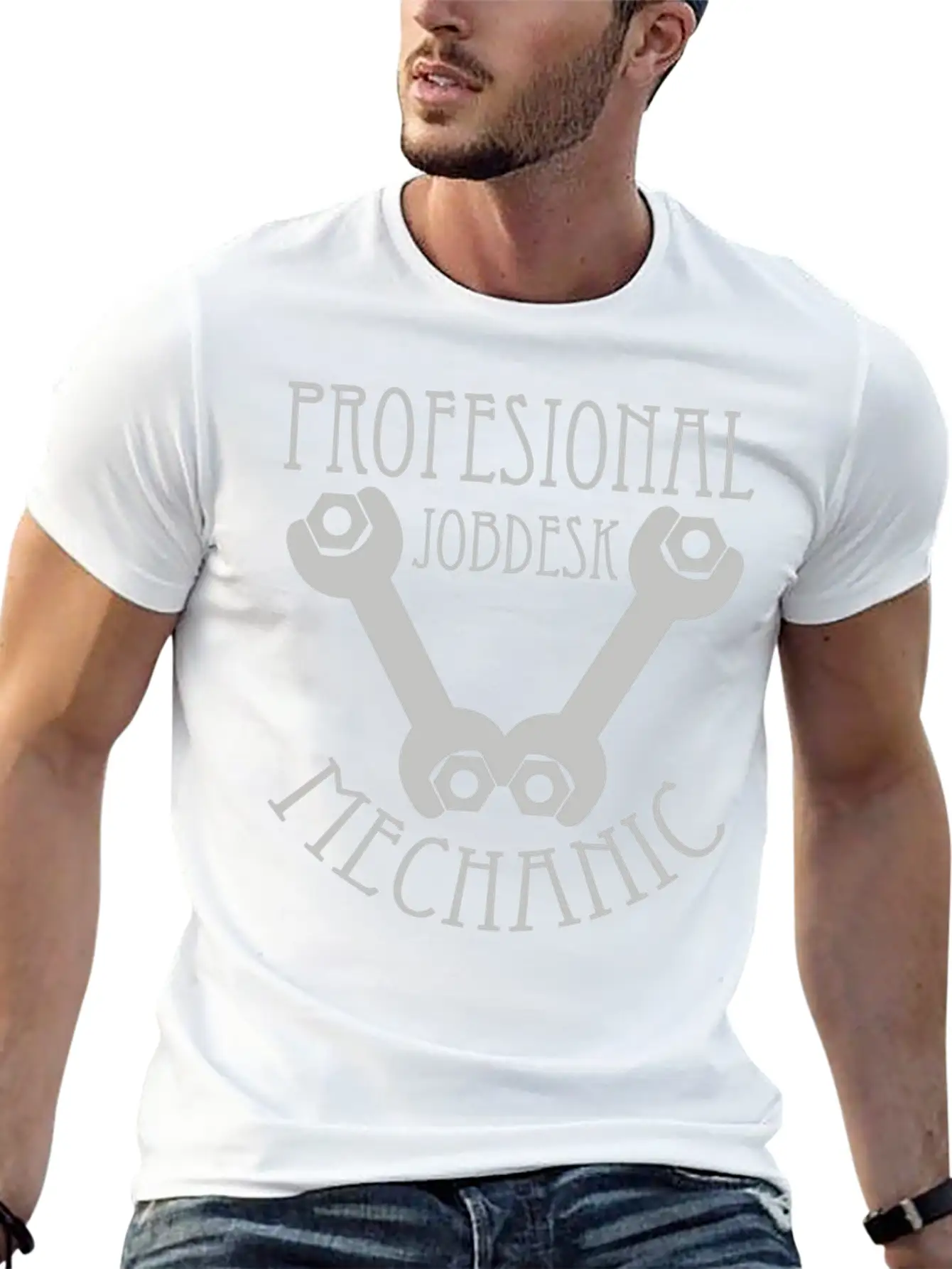 Profesional Jobdesk Mechanic Design Silver Essential Cotton Tee For Daily Outfits – Unisex Style