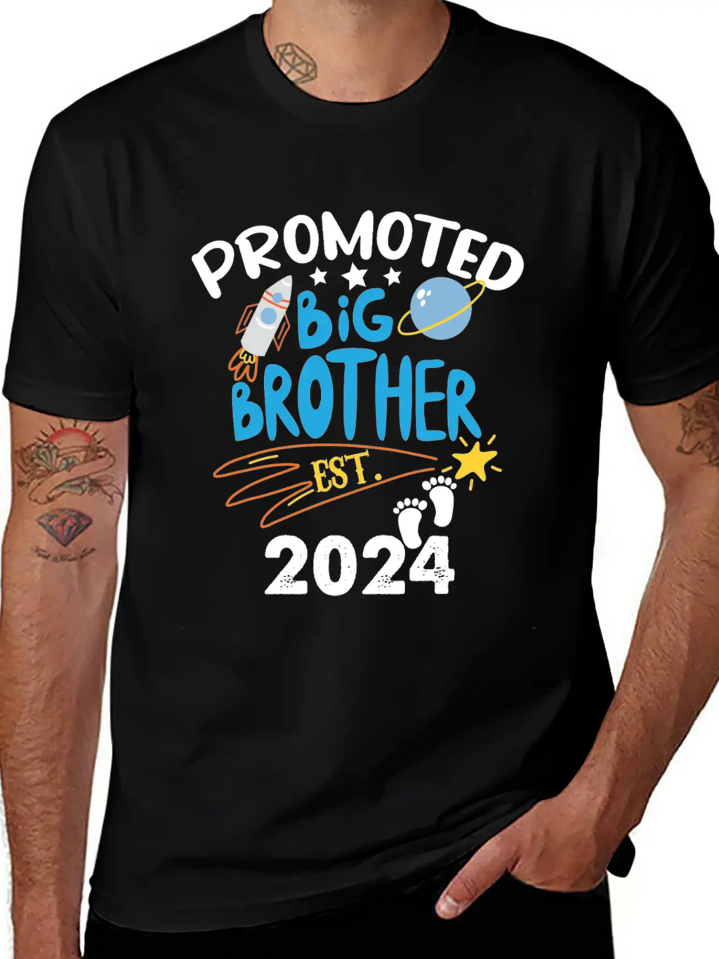 Promoted To Big Brother Est. 2024 For Pregnancy Or Casual Graphic T-Shirt – Simple And Comfortable Daily Wear