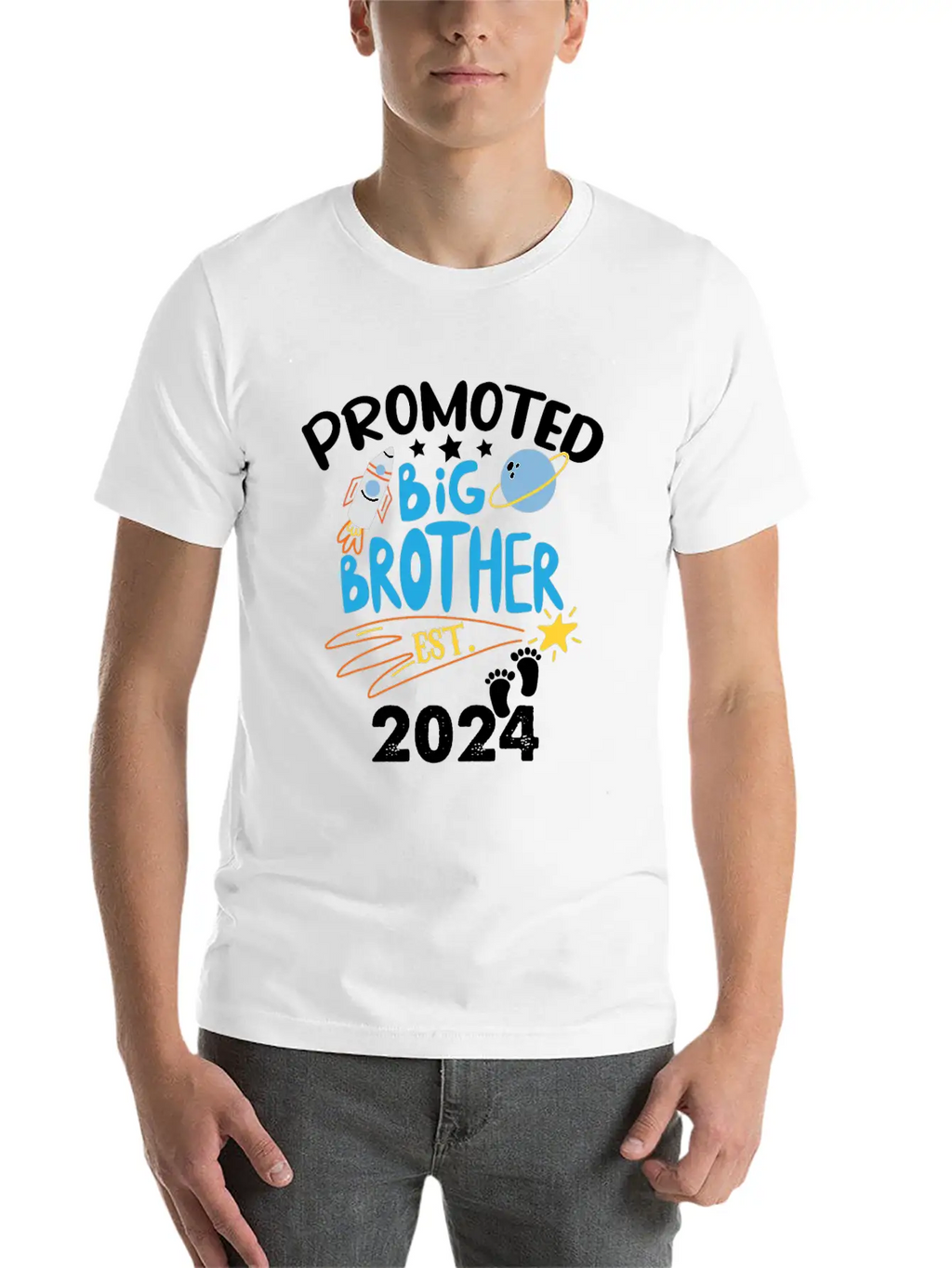 Promoted To Big Brother Est. 2024 For Pregnancy Or Casual Graphic T-Shirt – Simple And Comfortable Daily Wear