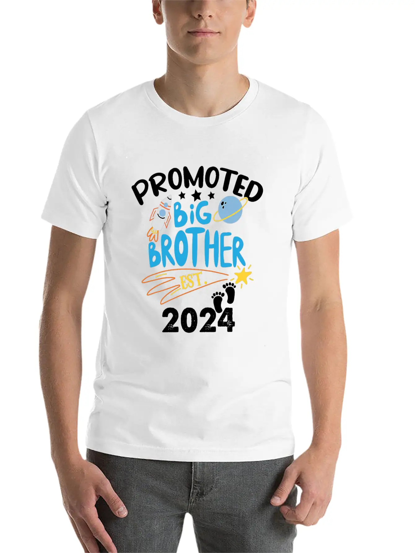 Promoted To Big Brother Est. 2024 For Pregnancy Or Casual Graphic T-Shirt – Simple And Comfortable Daily Wear
