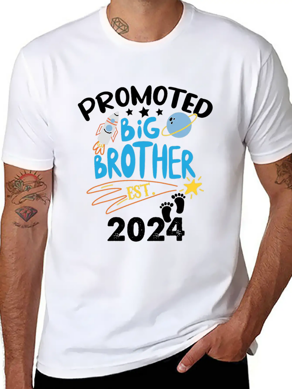 Promoted To Big Brother Est. 2024 For Pregnancy Or Casual Graphic T-Shirt – Simple And Comfortable Daily Wear