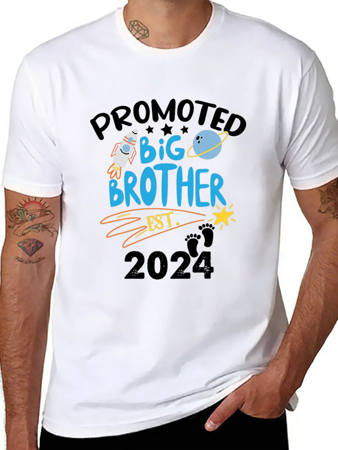 Promoted To Big Brother Est. 2024 For Pregnancy Or Casual Graphic T-Shirt – Simple And Comfortable Daily Wear