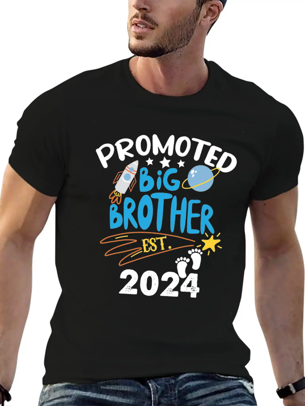 Promoted To Big Brother Est. 2024 For Pregnancy Or Casual Graphic T-Shirt – Simple And Comfortable Daily Wear