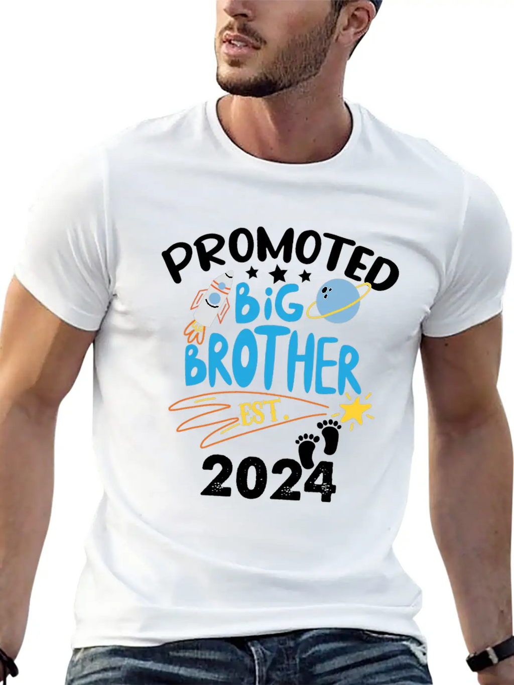 Promoted To Big Brother Est. 2024 For Pregnancy Or Casual Graphic T-Shirt – Simple And Comfortable Daily Wear