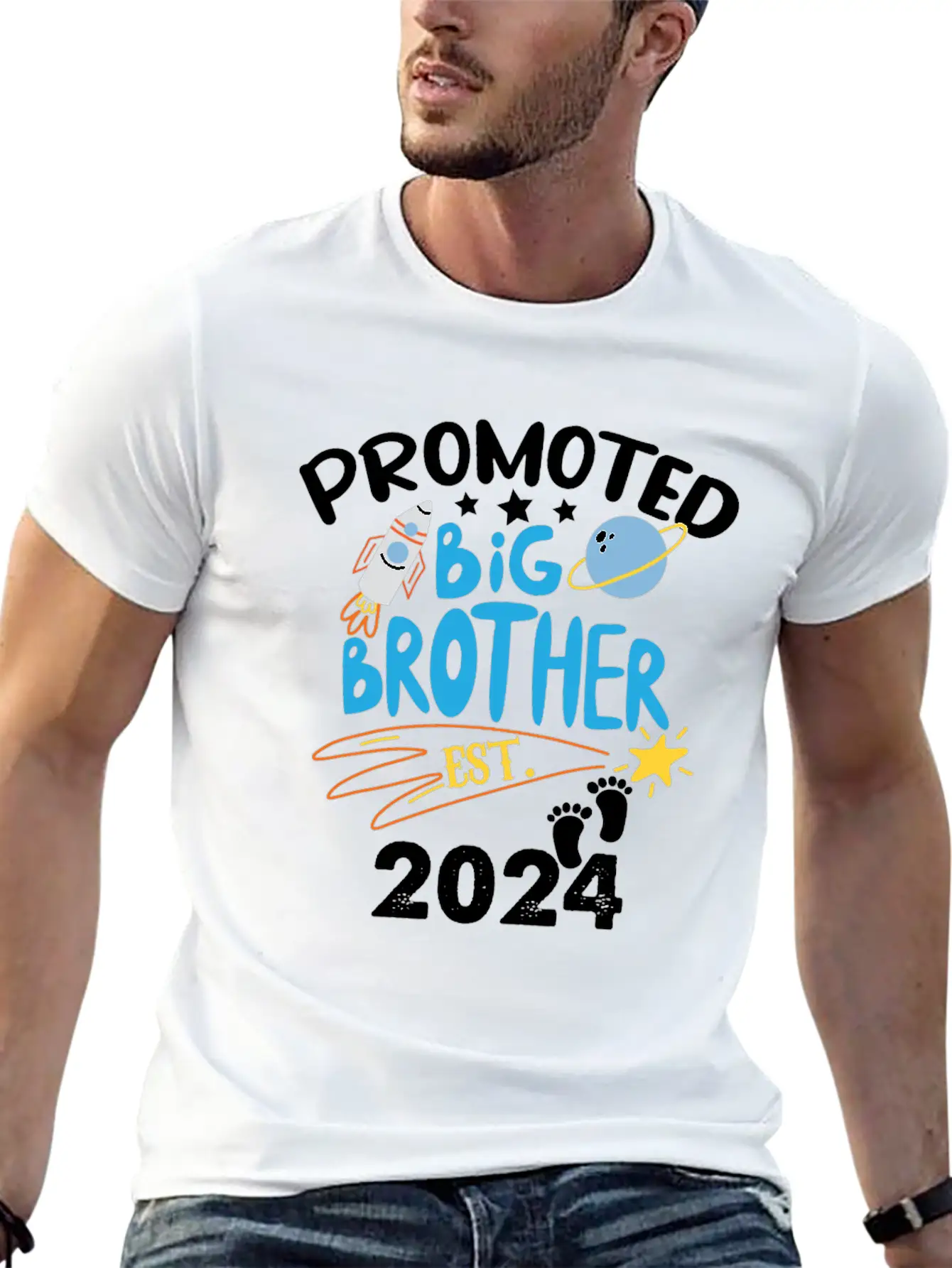 Promoted To Big Brother Est. 2024 For Pregnancy Or Casual Graphic T-Shirt – Simple And Comfortable Daily Wear