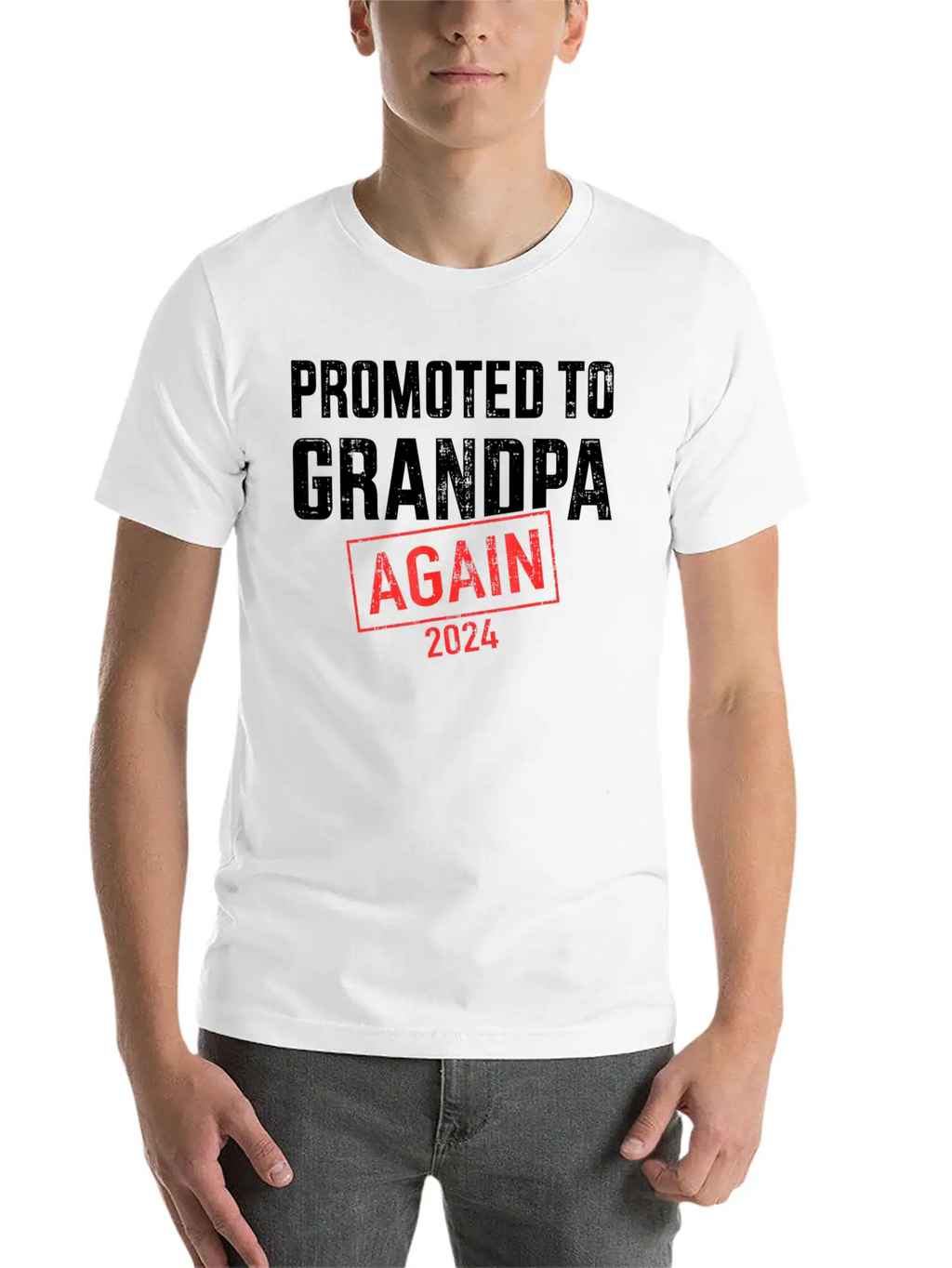 Promoted To Grandpa 2024 Again Unisex Short Sleeve Soft Cotton T-Shirt – Casual Everyday Wear