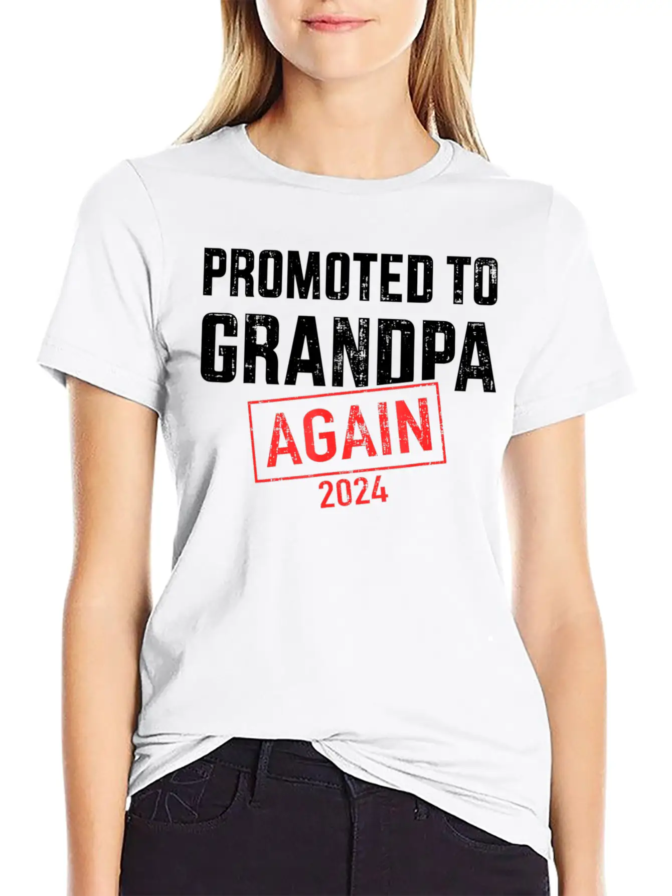 Promoted To Grandpa 2024 Again Unisex Short Sleeve Soft Cotton T-Shirt – Casual Everyday Wear