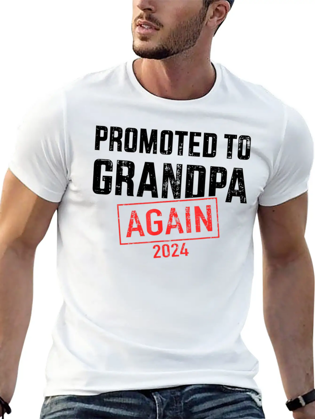 Promoted To Grandpa 2024 Again Unisex Short Sleeve Soft Cotton T-Shirt – Casual Everyday Wear