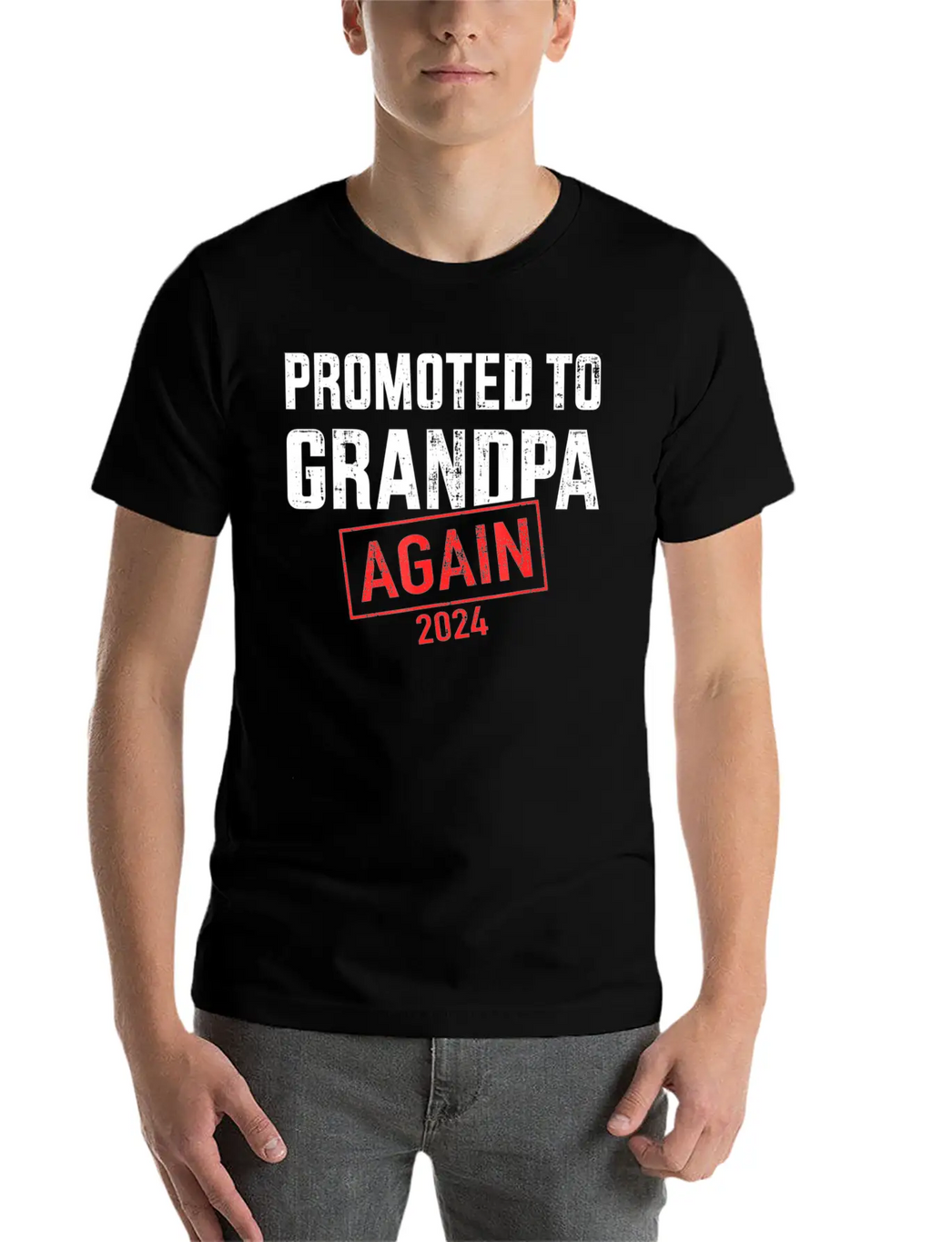 Promoted To Grandpa 2024 Again Unisex Short Sleeve Soft Cotton T-Shirt – Casual Everyday Wear