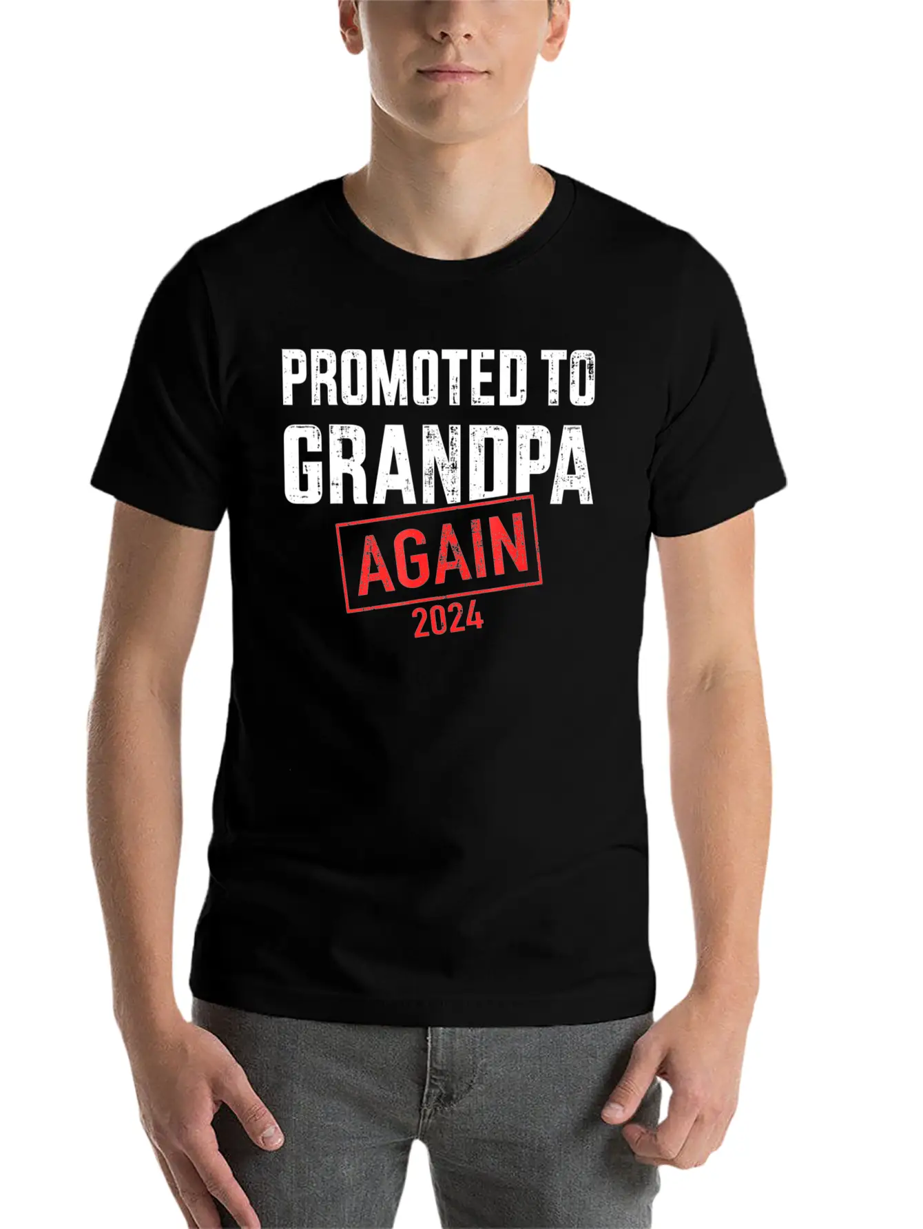 Promoted To Grandpa 2024 Again Unisex Short Sleeve Soft Cotton T-Shirt – Casual Everyday Wear