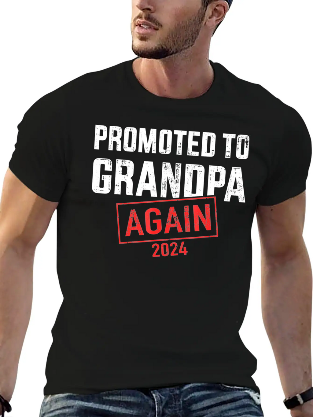 Promoted To Grandpa 2024 Again Unisex Short Sleeve Soft Cotton T-Shirt – Casual Everyday Wear