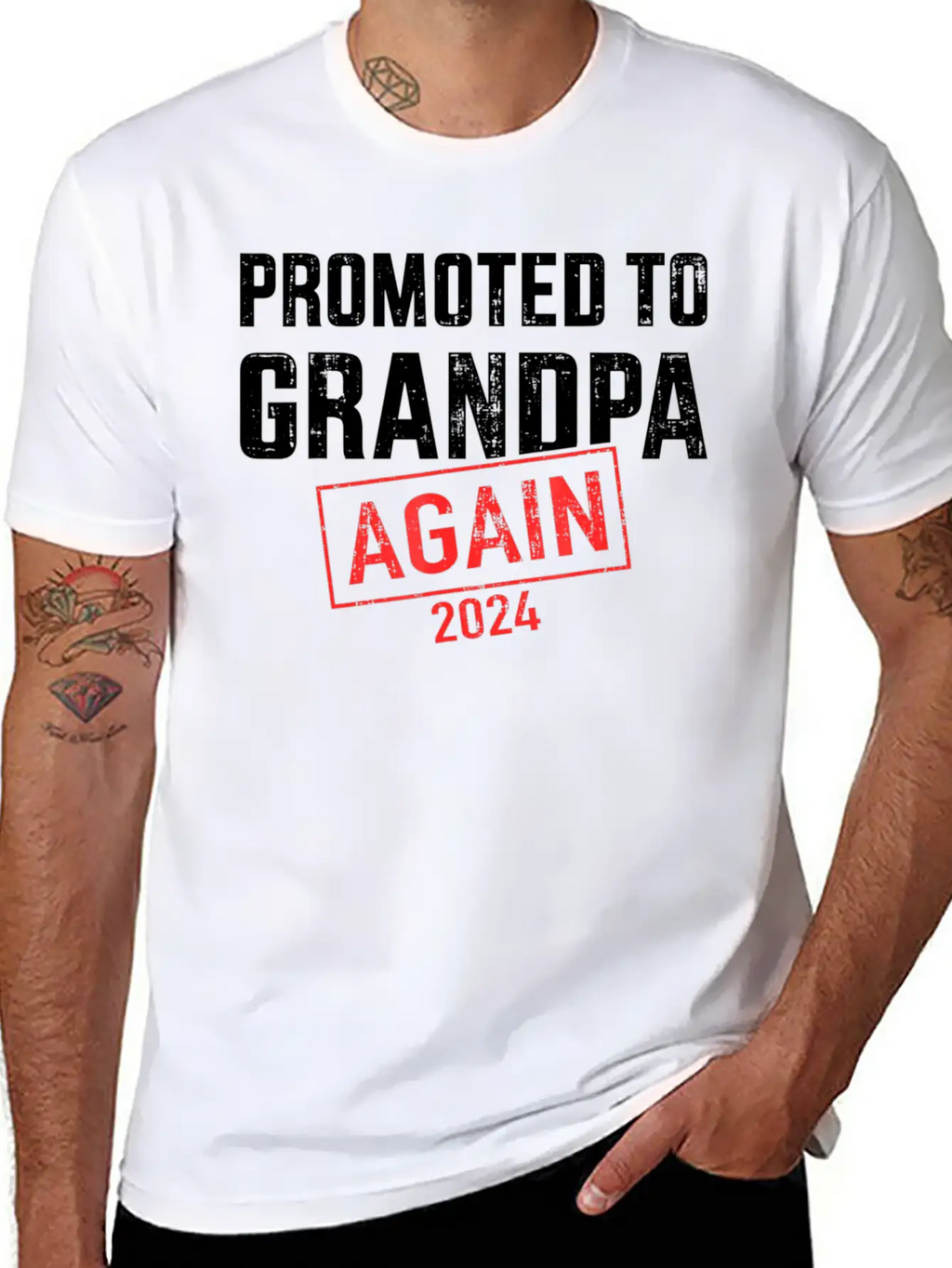 Promoted To Grandpa 2024 Again Unisex Short Sleeve Soft Cotton T-Shirt – Casual Everyday Wear