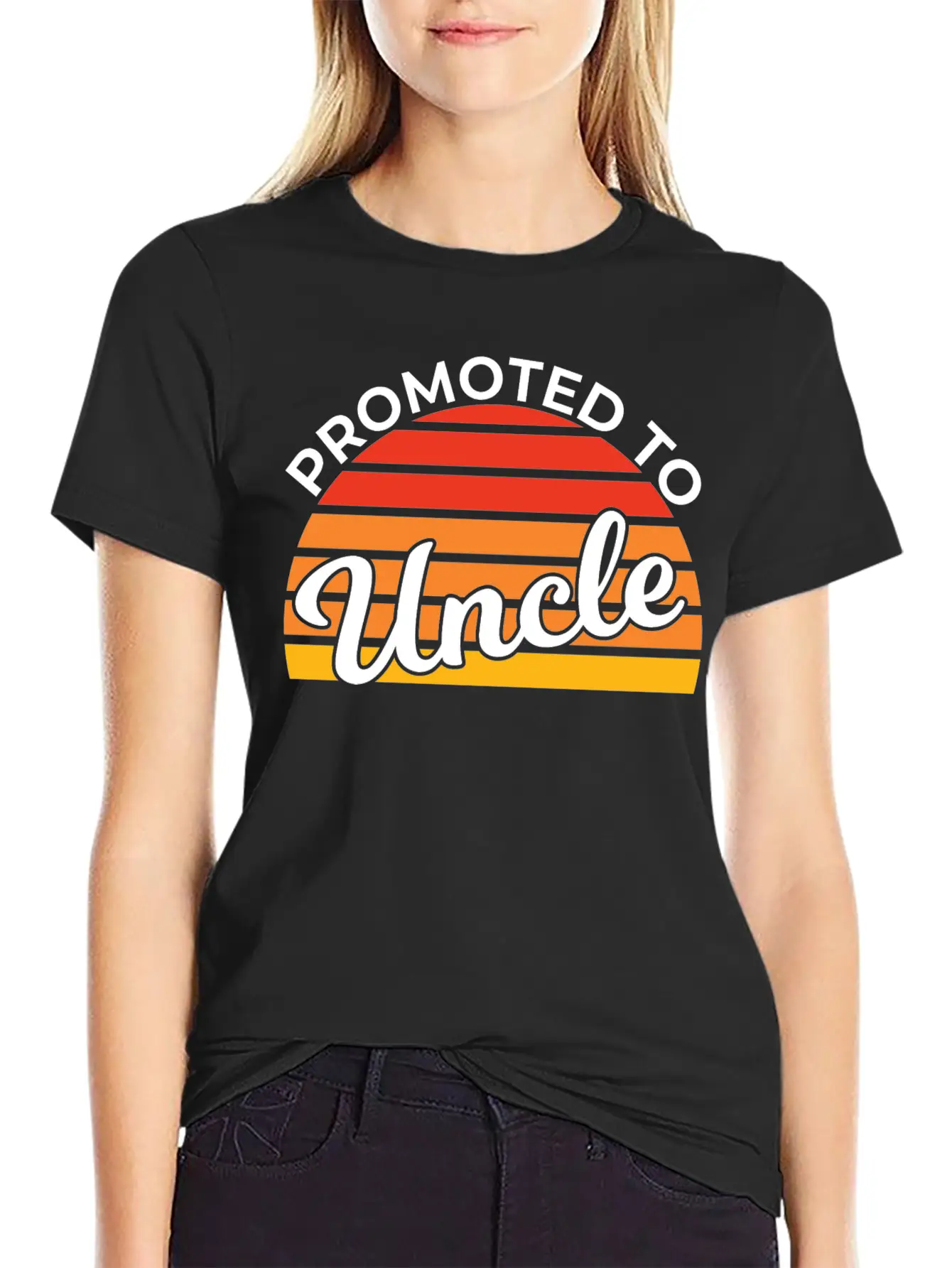 Promoted To Uncle Funny Baby Shower Party Uncle Stylish Everyday T-Shirt – Unisex Basic Cotton Tee