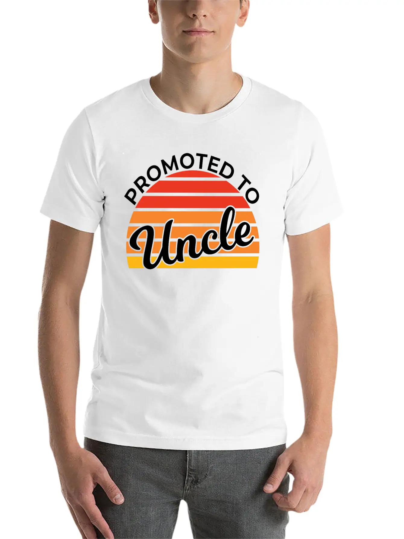 Promoted To Uncle Funny Baby Shower Party Uncle Stylish Everyday T-Shirt – Unisex Basic Cotton Tee