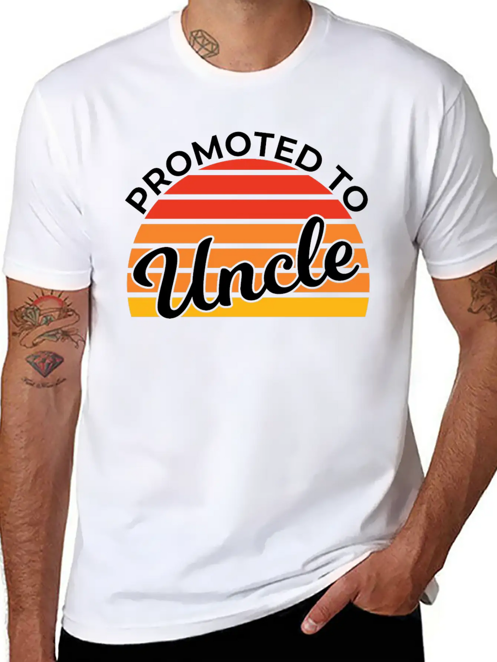 Promoted To Uncle Funny Baby Shower Party Uncle Stylish Everyday T-Shirt – Unisex Basic Cotton Tee