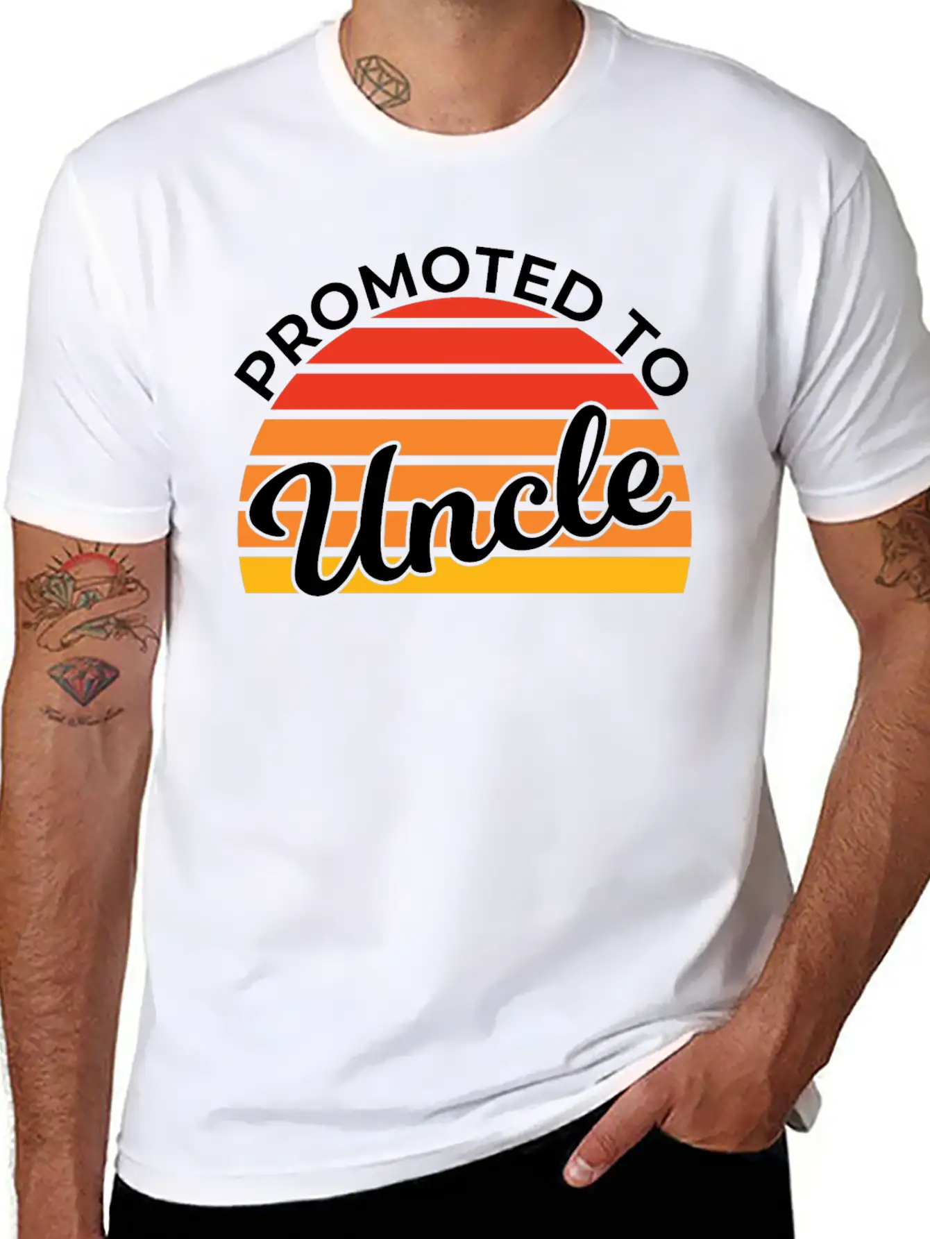 Promoted To Uncle Funny Baby Shower Party Uncle Stylish Everyday T-Shirt – Unisex Basic Cotton Tee