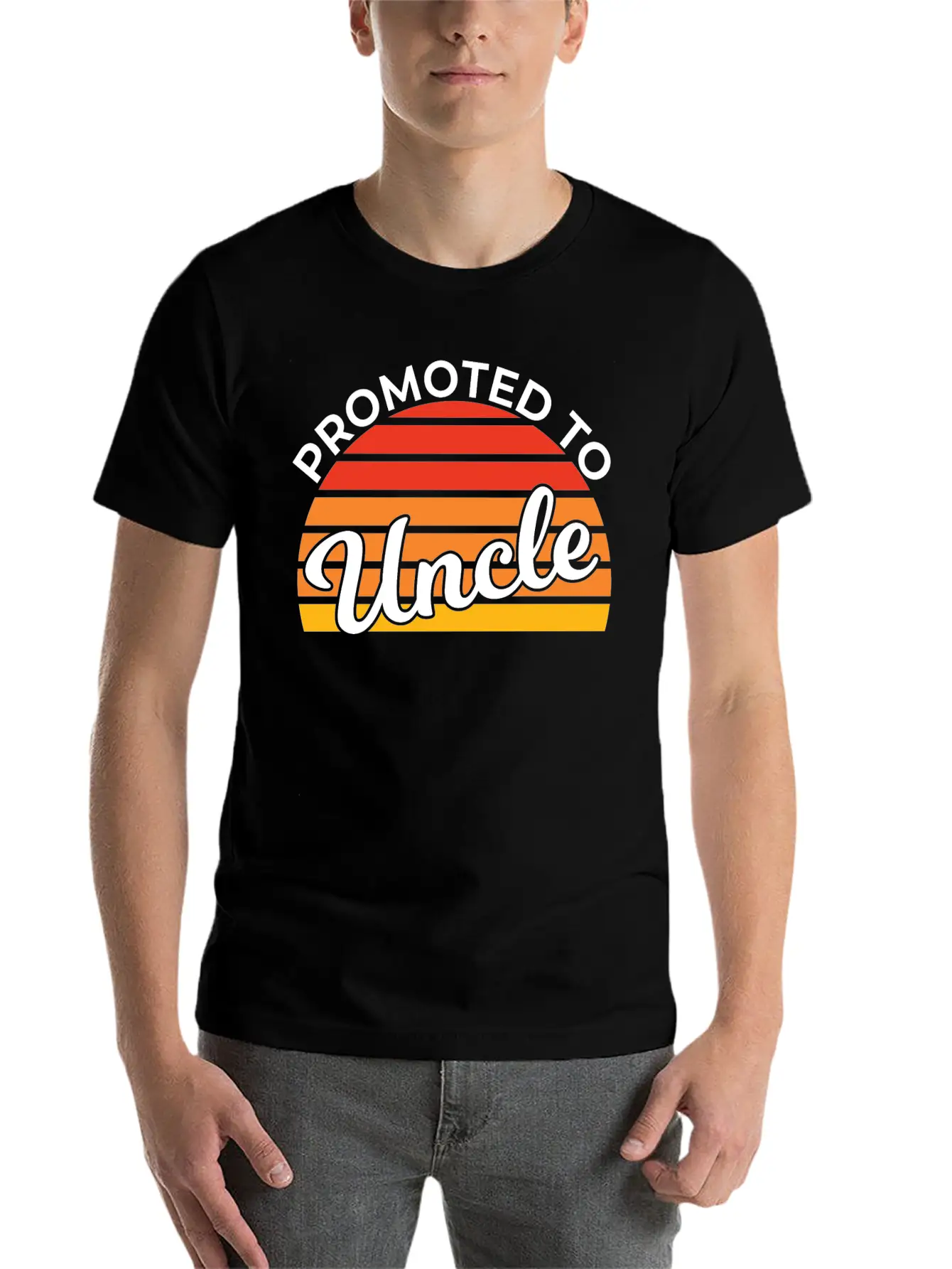 Promoted To Uncle Funny Baby Shower Party Uncle Stylish Everyday T-Shirt – Unisex Basic Cotton Tee