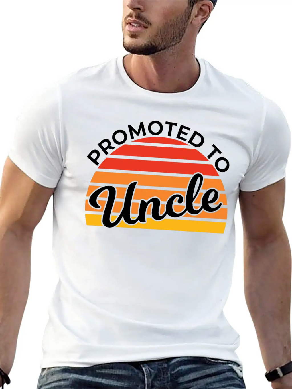 Promoted To Uncle Funny Baby Shower Party Uncle Stylish Everyday T-Shirt – Unisex Basic Cotton Tee