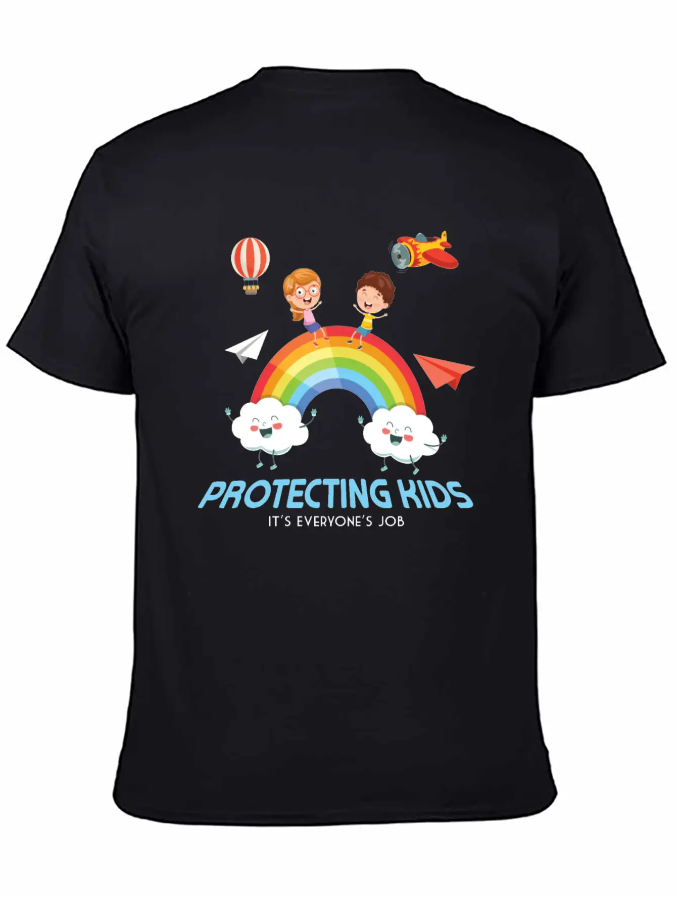 Protecting Kids It's Everyone's Job Child Safety Unisex Short Sleeve Soft Cotton T-Shirt – Casual Everyday Wear